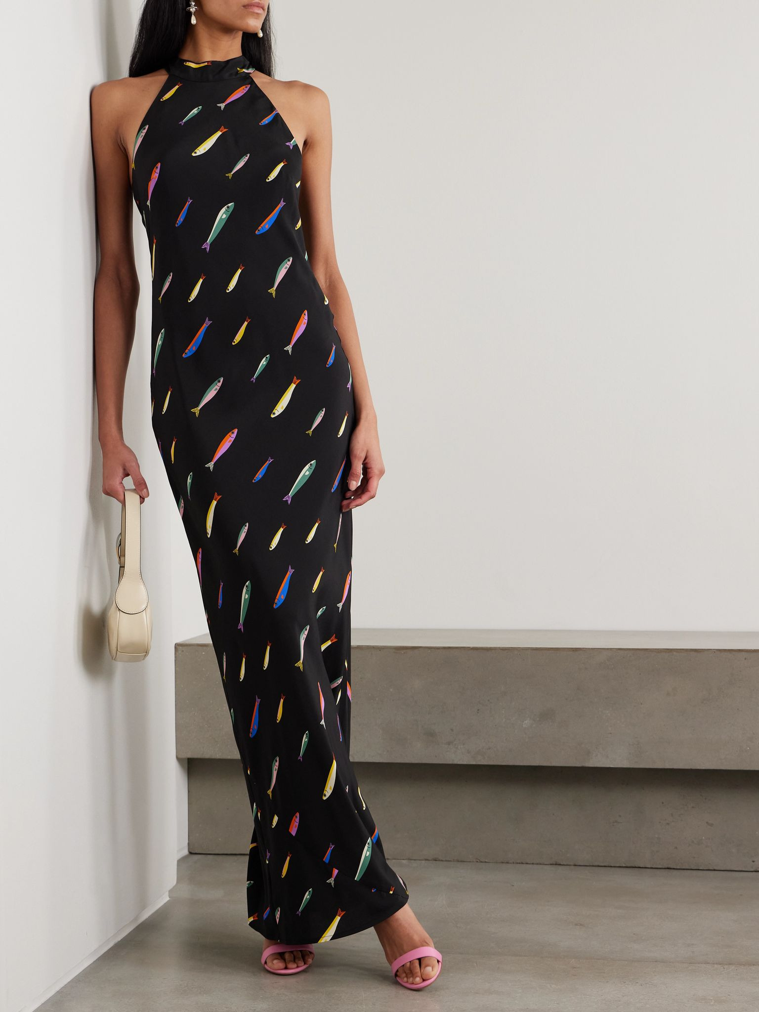 Winnie printed silk-crepe maxi dress Black - 2