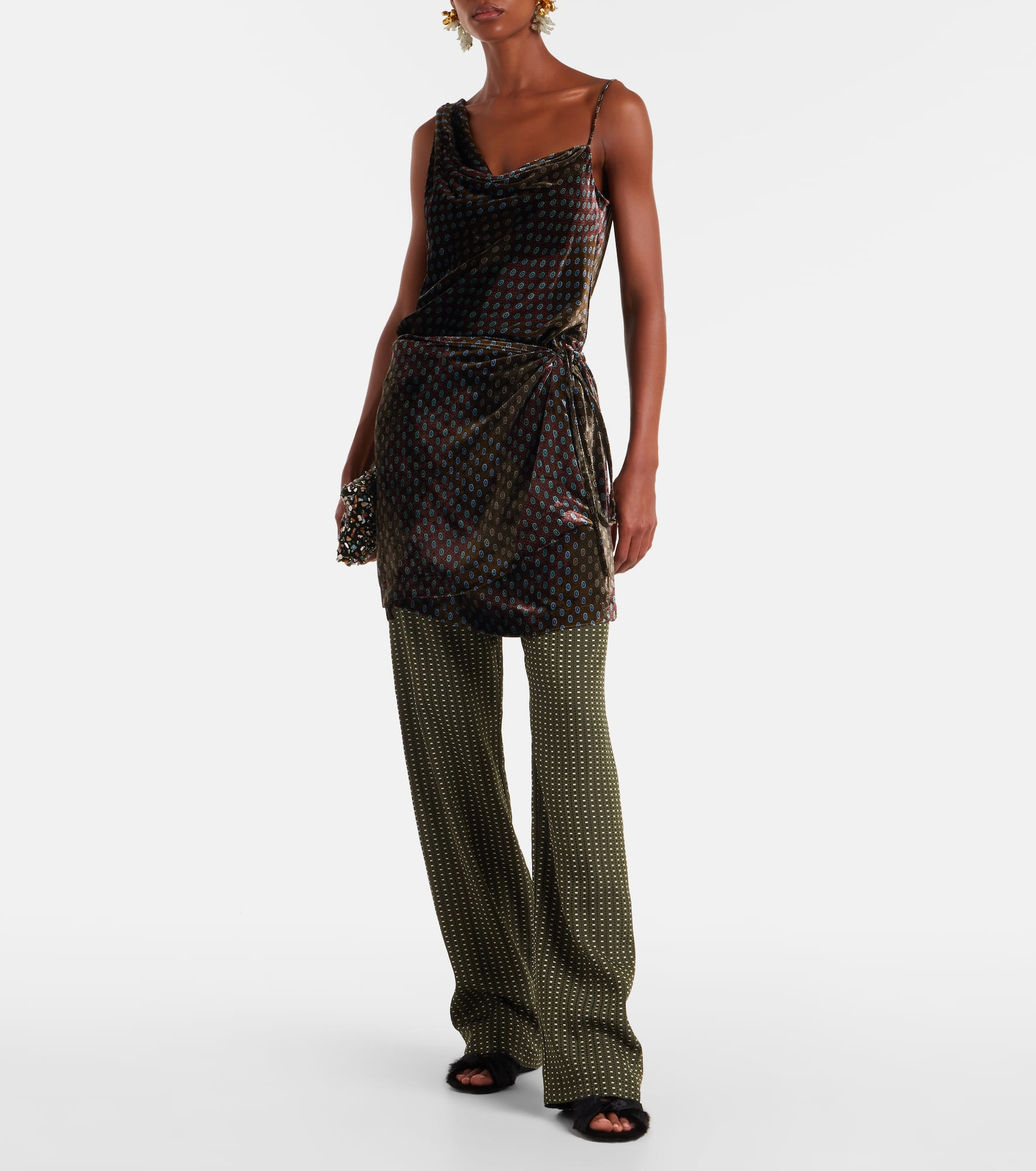 Draped printed velvet top - 2