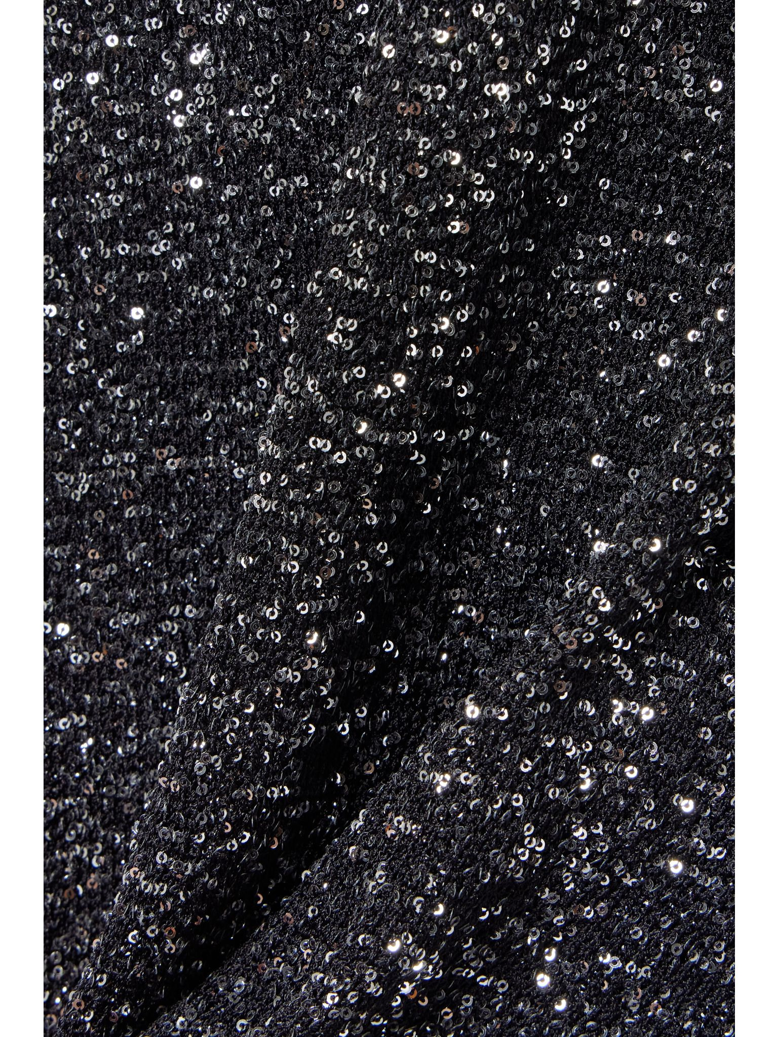 Sequined stretch-knit turtleneck maxi dress Black - 4