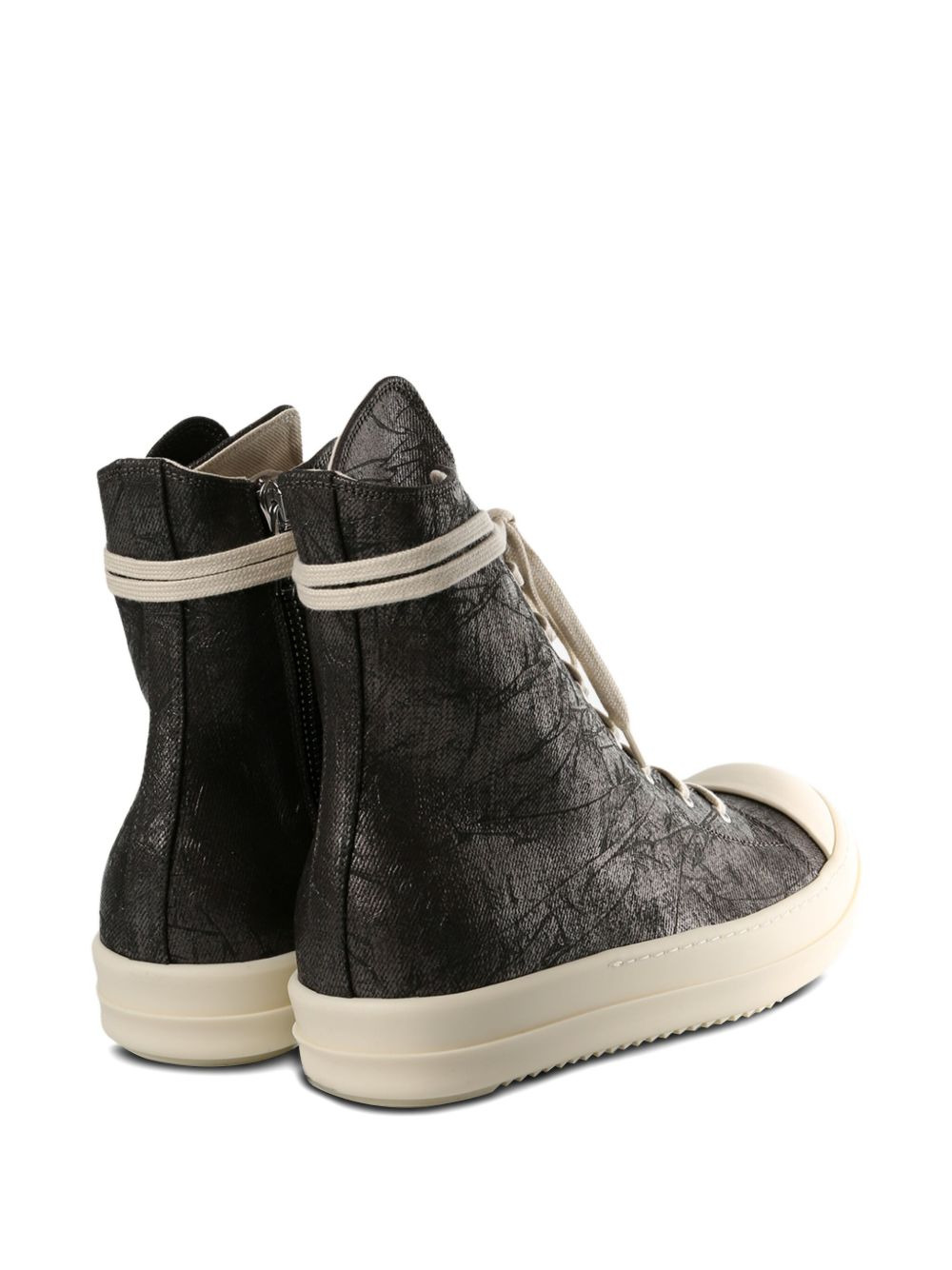 metallic-effect lace-up sneakers - 3
