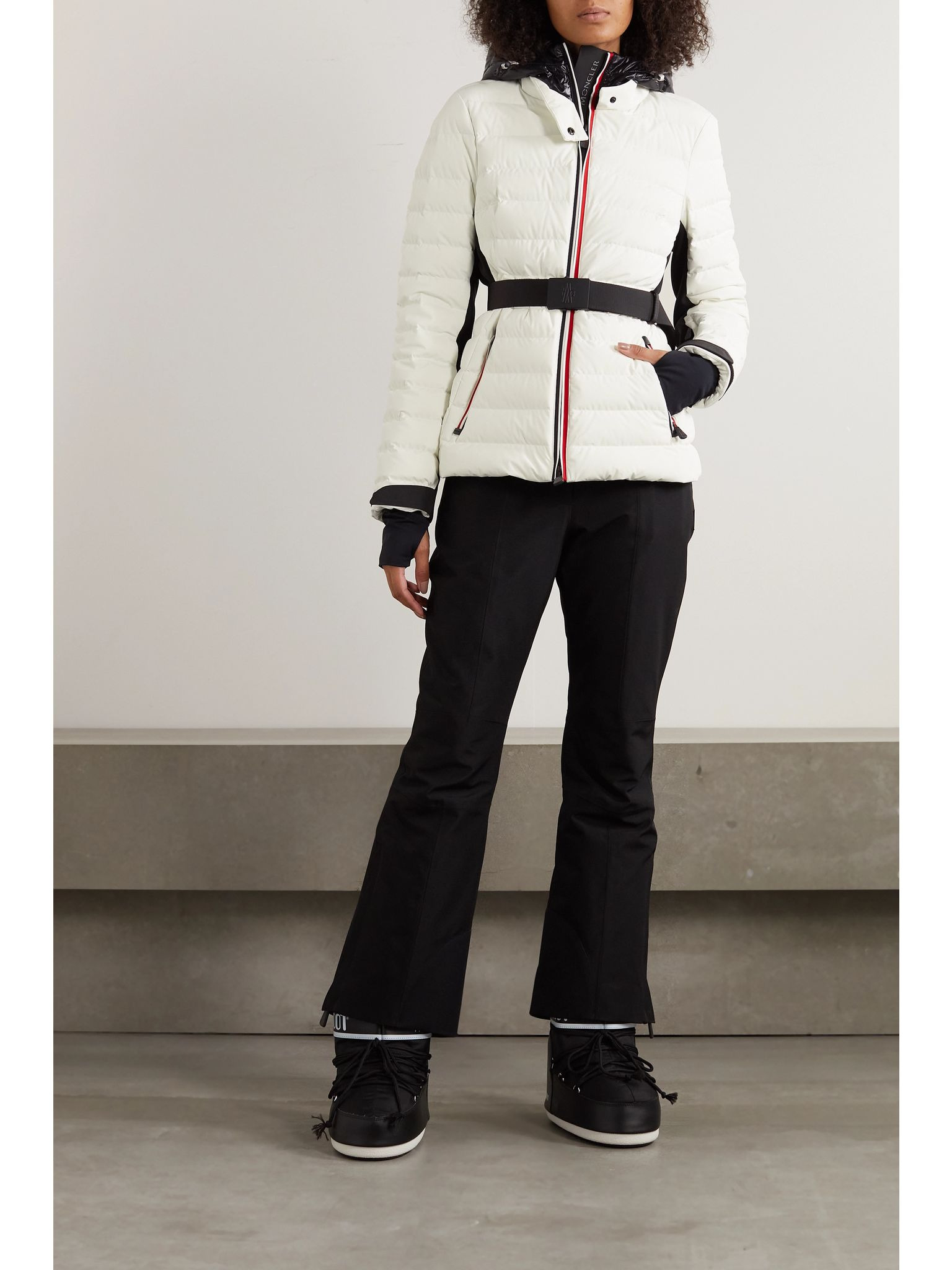 Bruche belted two-tone quilted down ski jacket White - 2