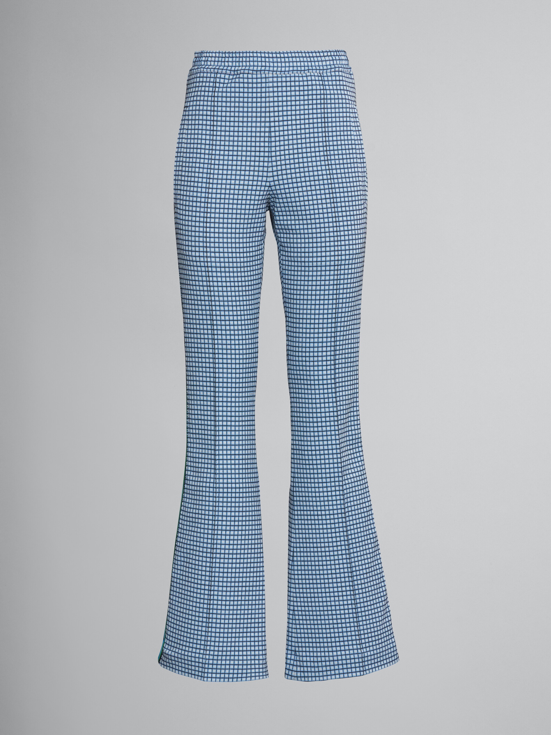 FLARED TROUSERS IN LIGHT BLUE JACQUARD FABRIC - 1