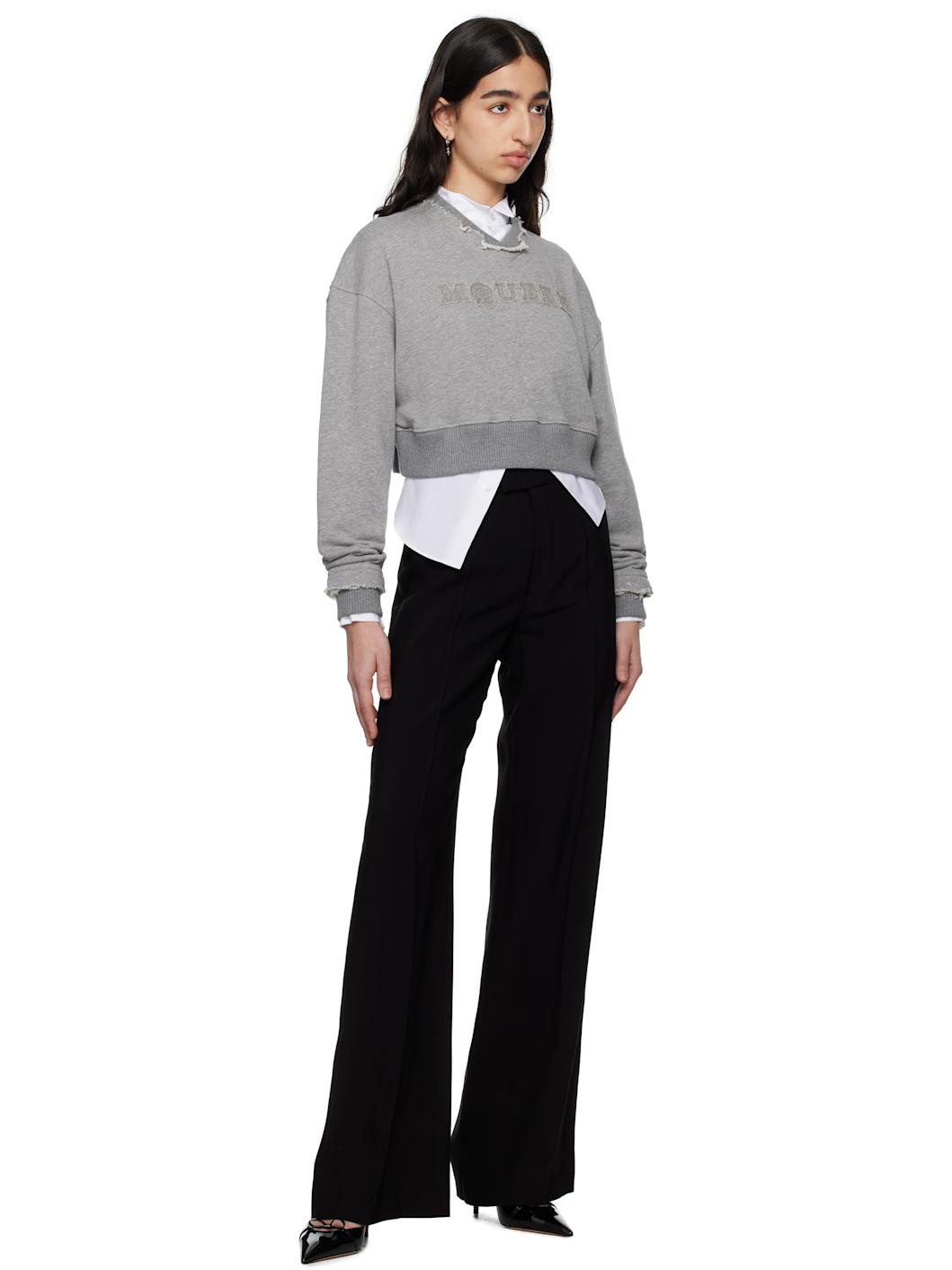 Gray 'McQueen' Logo Cropped Sweatshirt - 4