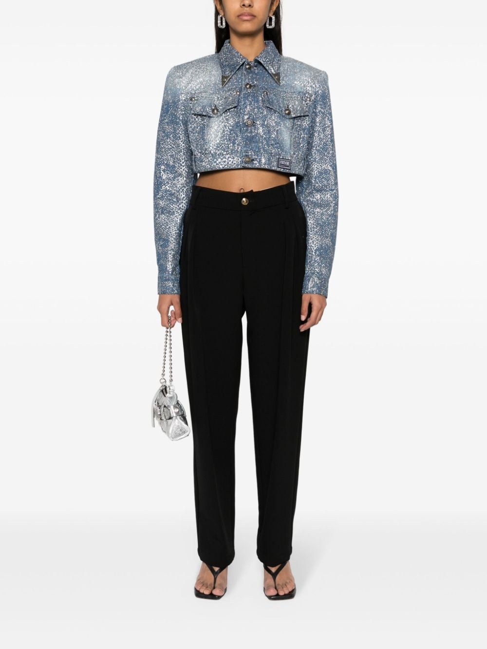 Animalier cropped denim jacket - 2