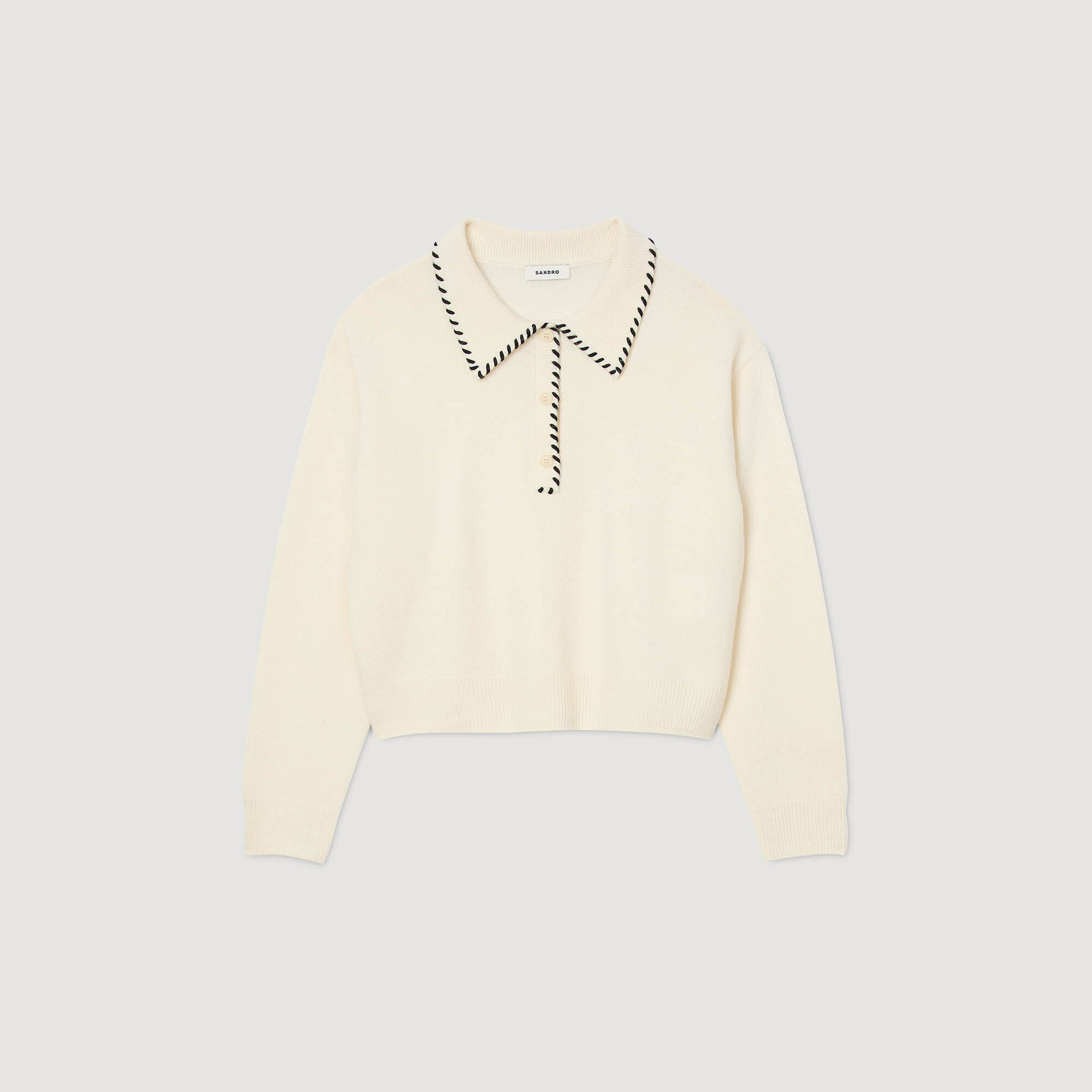 CONTRAST POLO-NECK KNIT SWEATER - 7