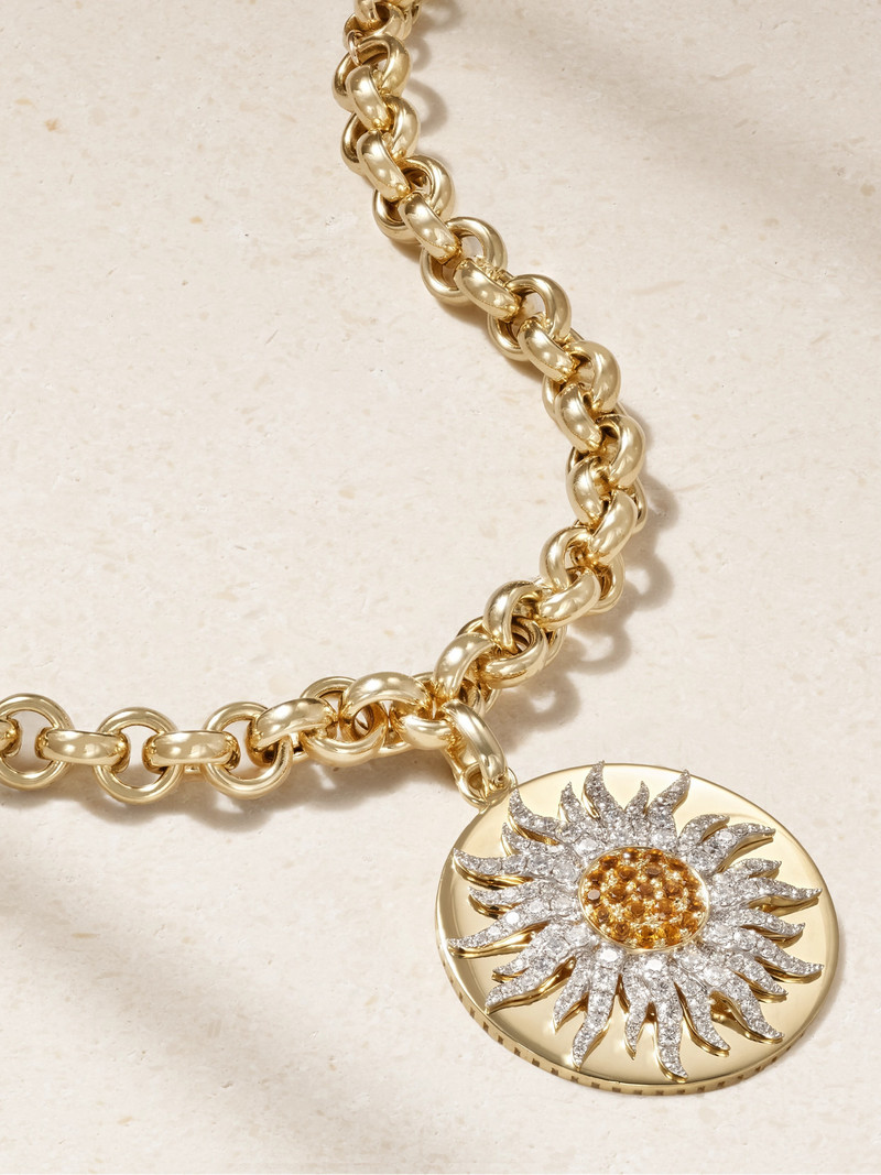 Roi Soleil 18-karat Gold, Diamond And Citrine Necklace 1