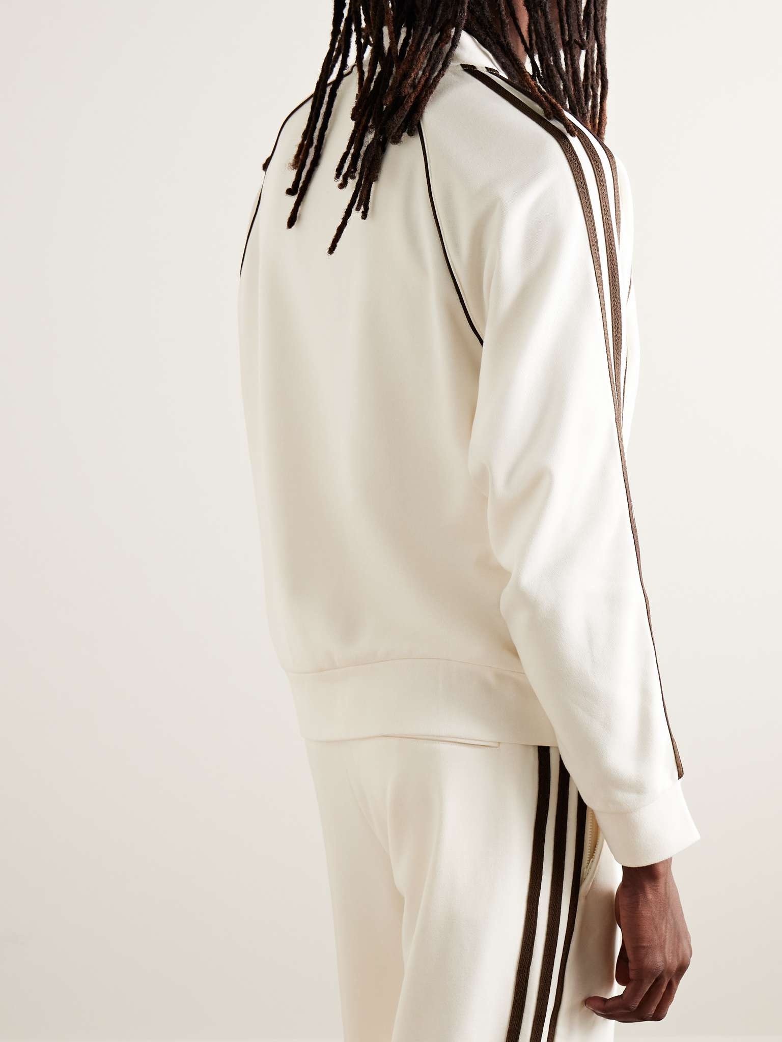 + Wales Bonner Striped Logo-Embroidered Cotton-Blend Jersey Track Jacket - 4
