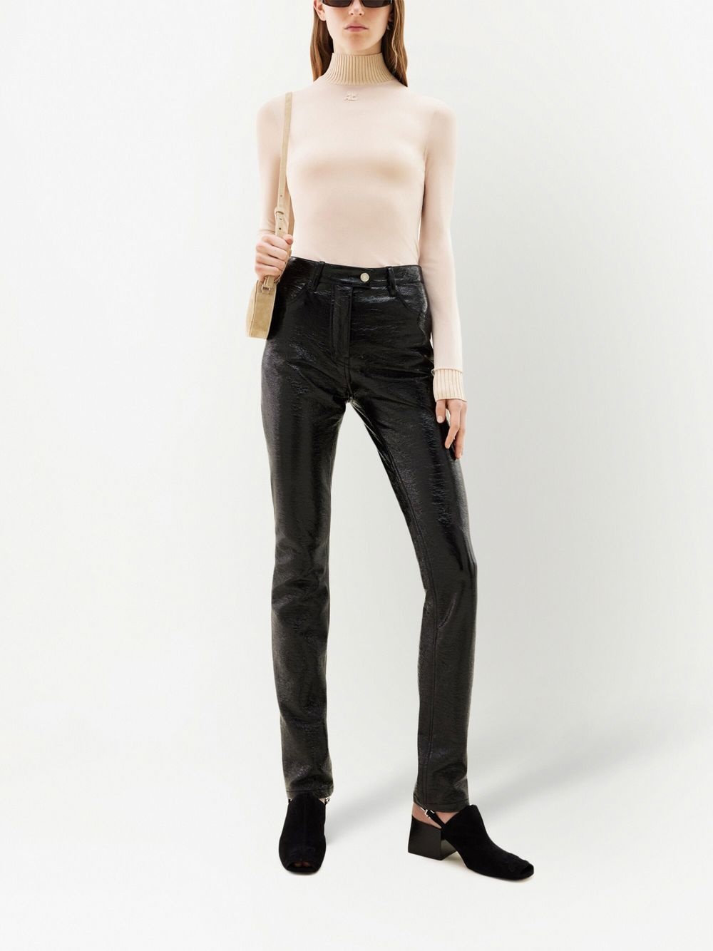 five-pocket vinyl straight trousers - 2