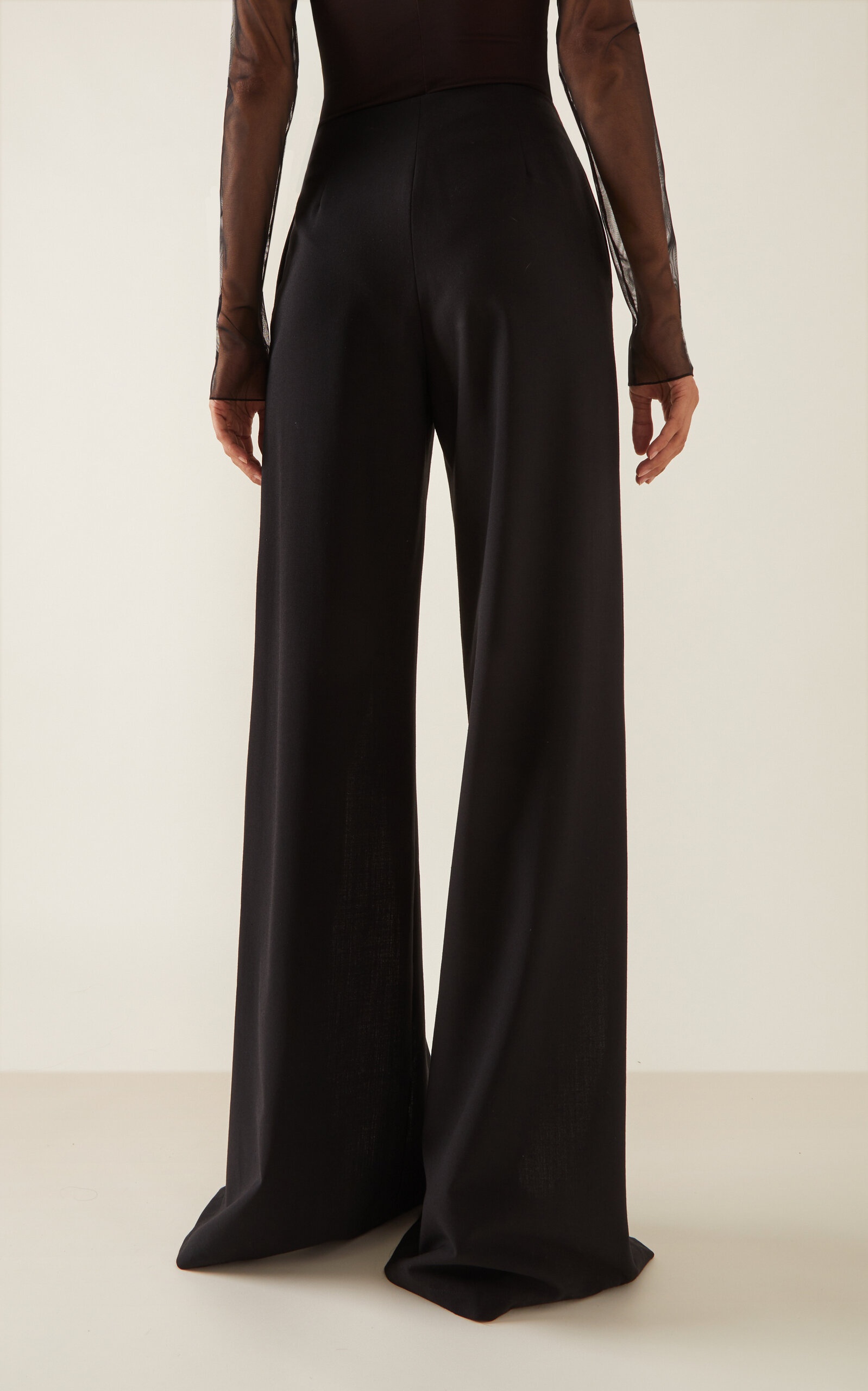 Front-Slit Tailored High-Rise Trousers black - 4