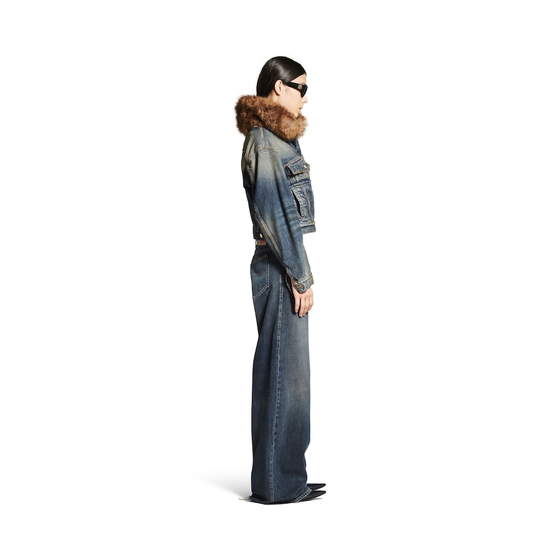 Women's Wide Leg Baggy Pants in Blue - 3