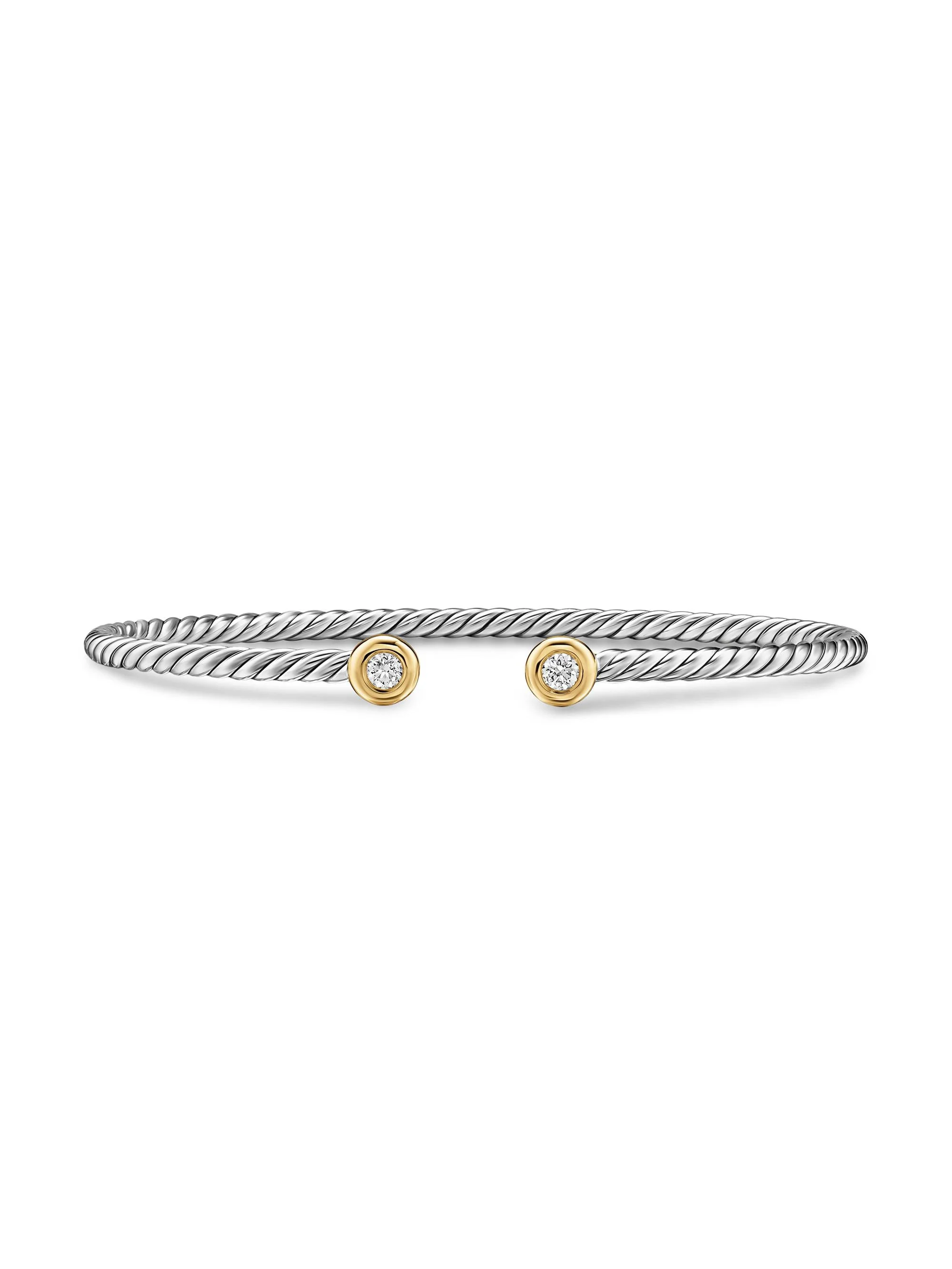Women's Micro Cable Flex Round Bracelet in Sterling Silver - Diamond - 1