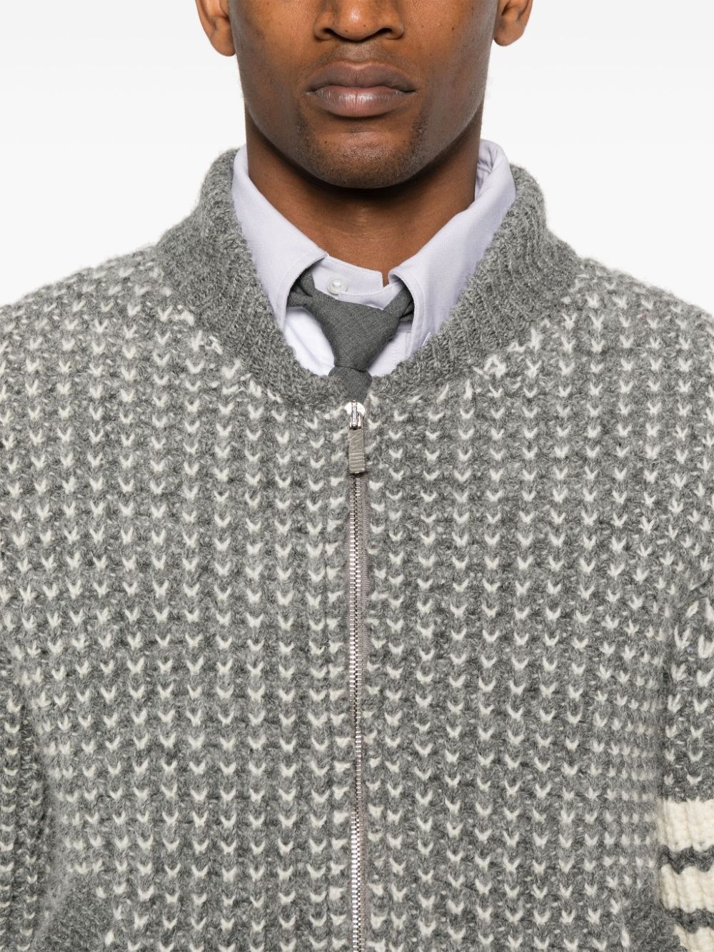 4-Bar chunky-knit bomber jacket - 5