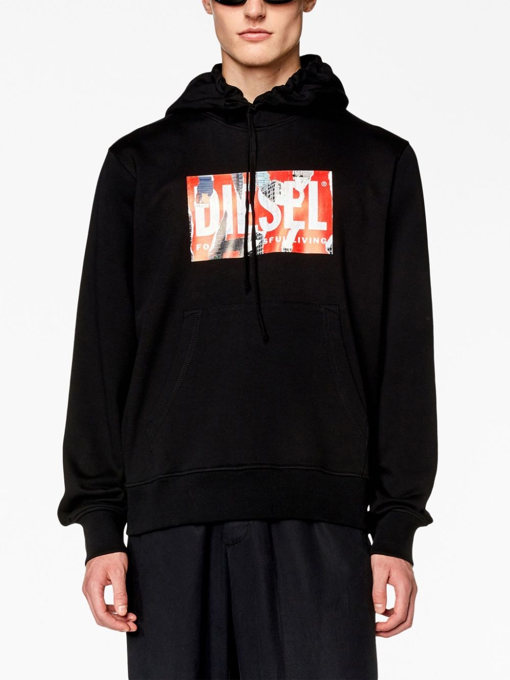 logo-print cotton hoodie - 3