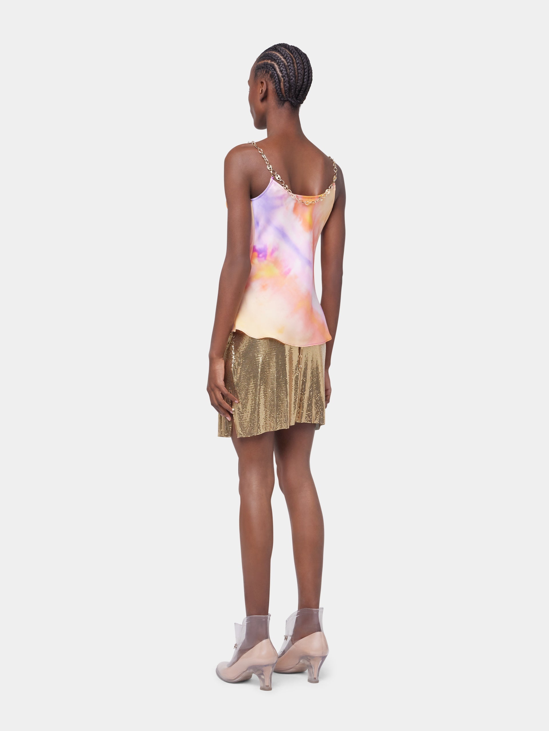 ORANGE TIE-DYE TOP IN PRINTED SATIN - 6