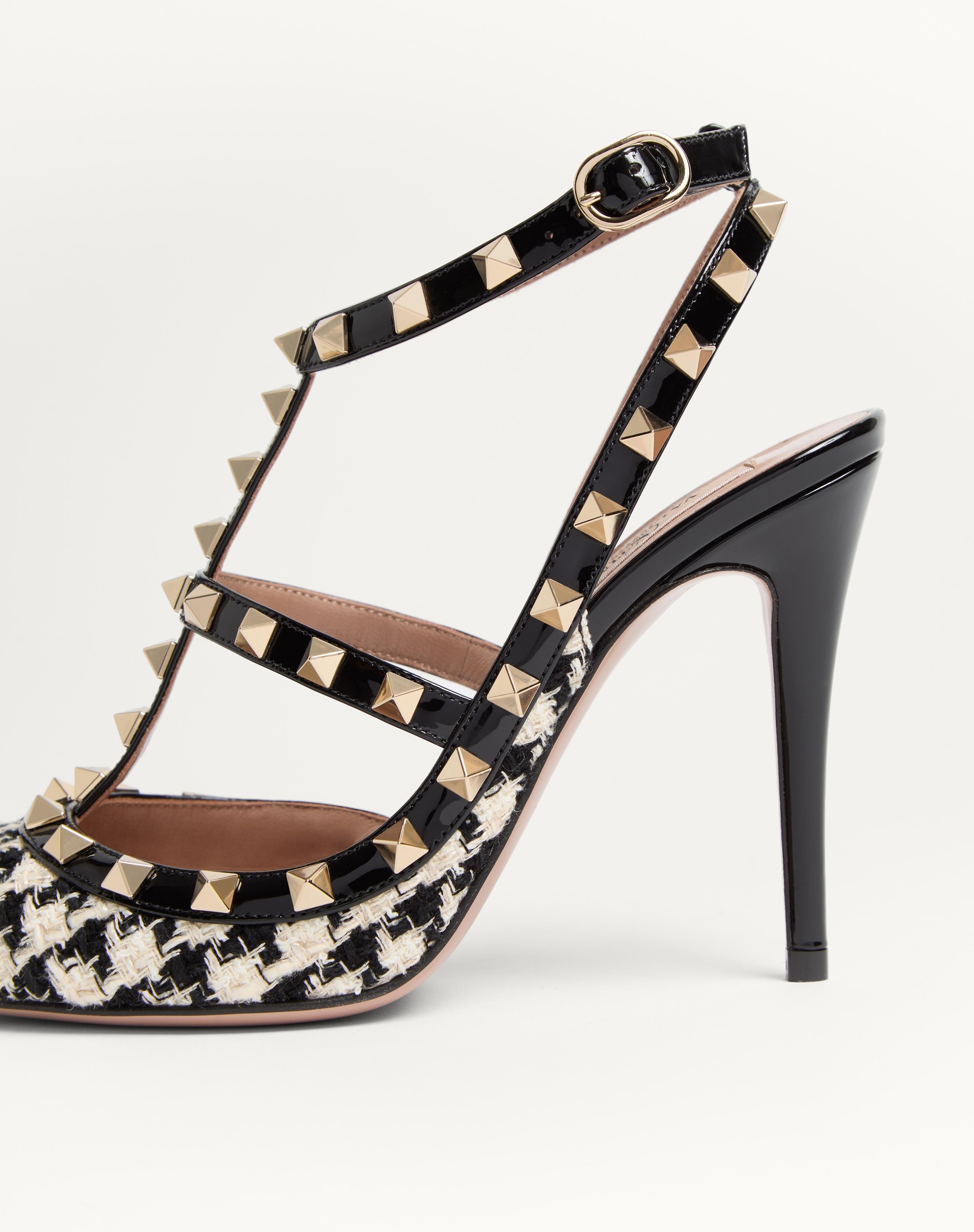 ROCKSTUD PUMP IN PIED-DE-POULE FABRIC 100MM - 7