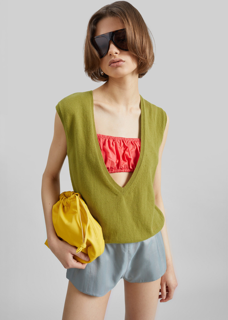 Lizan Deep V Neck Knit Vest - Chartreuse 7