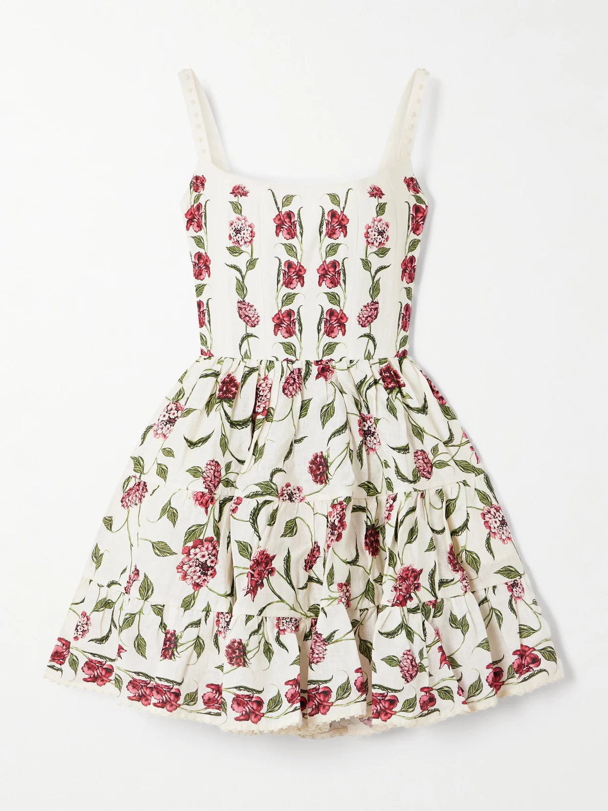 Granadilla Tiered Floral-print Linen Mini Dress - 1