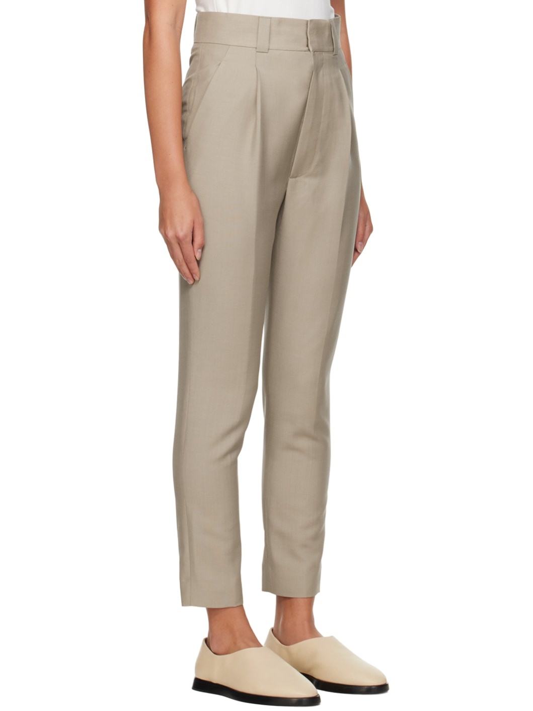 Beige Straight-Leg Trousers - 2