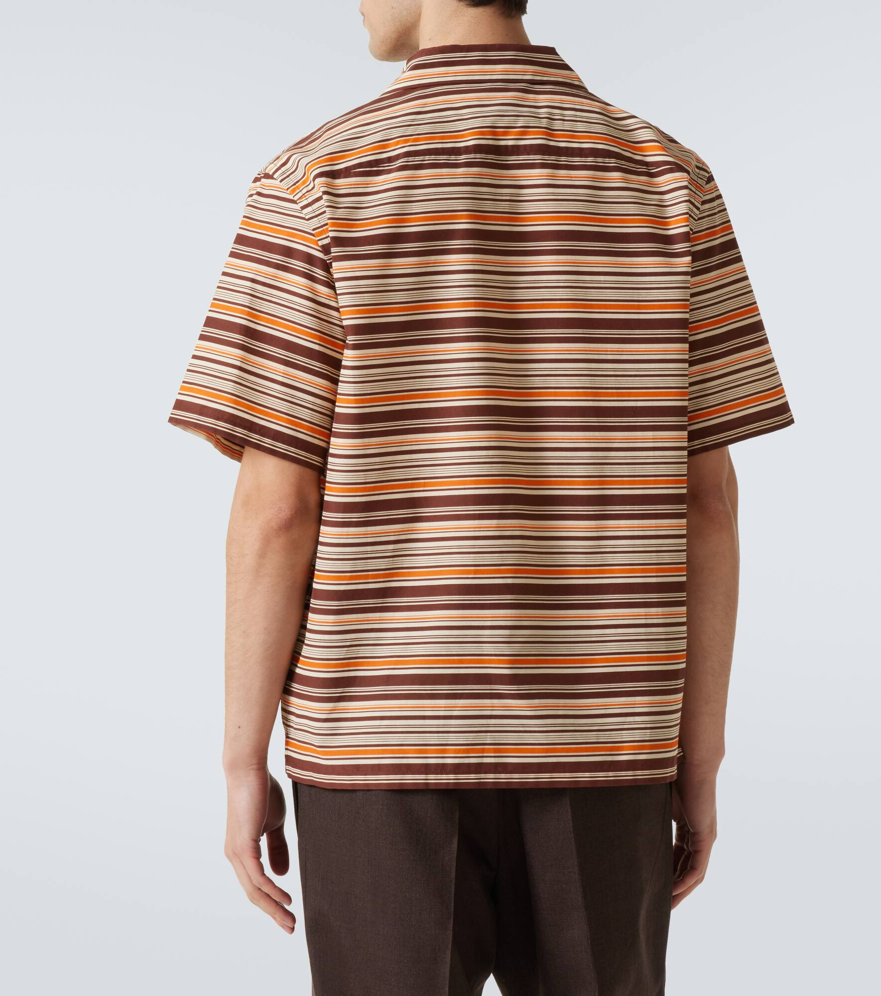 Striped cotton and silk bowling shirt - 4