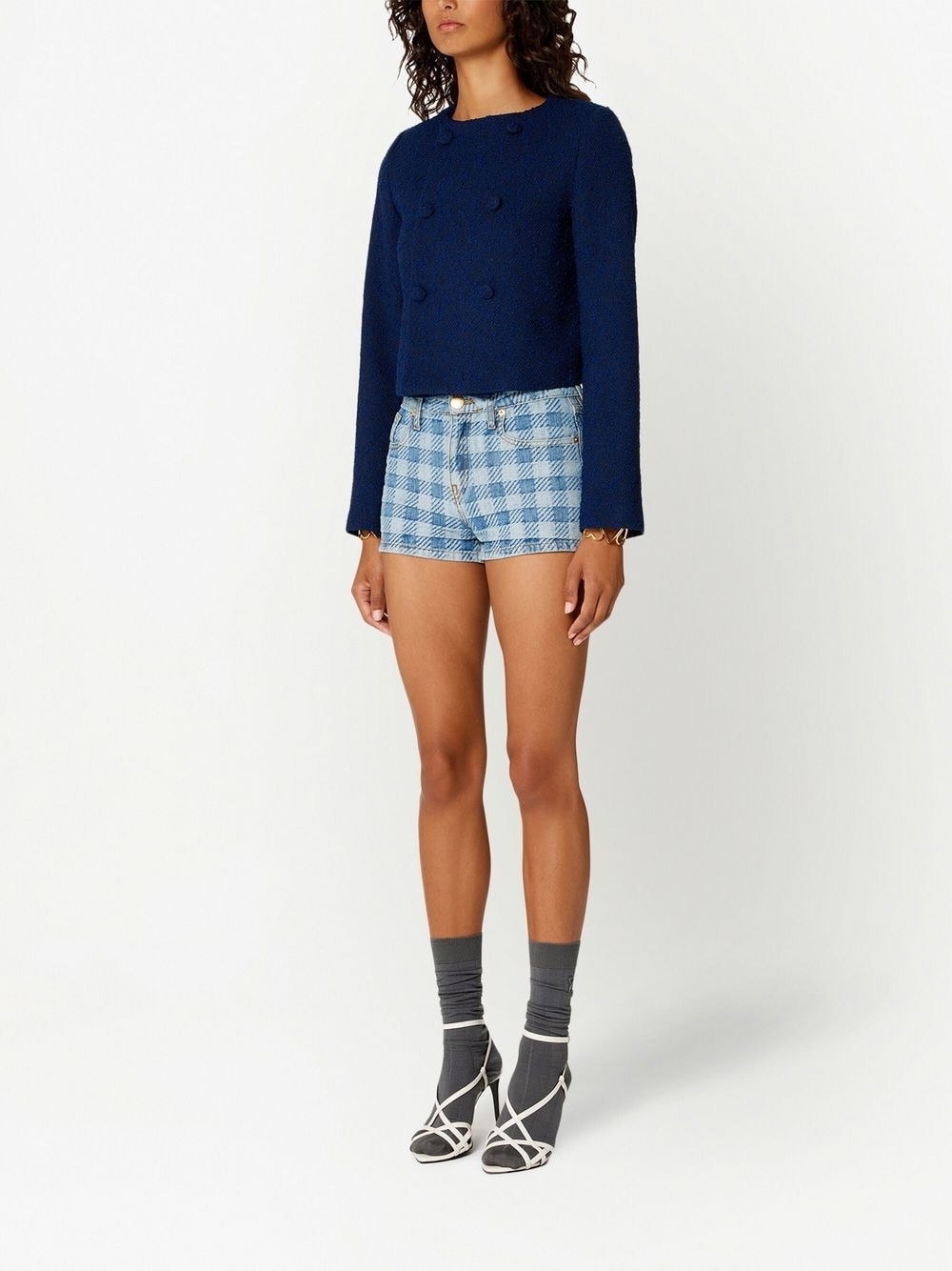 textured cropped jacket - 2