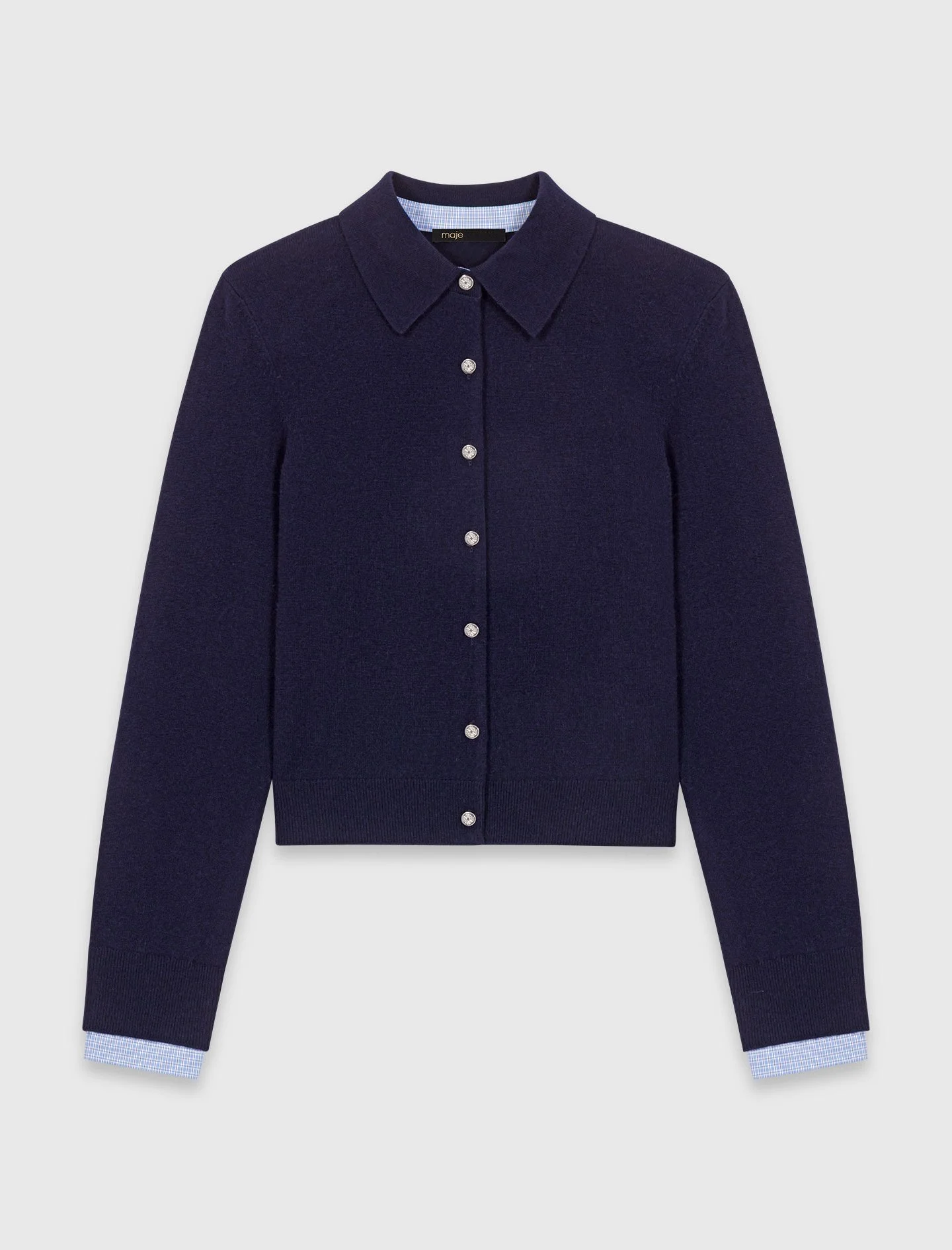 Polo cardigan with removable trims - 1