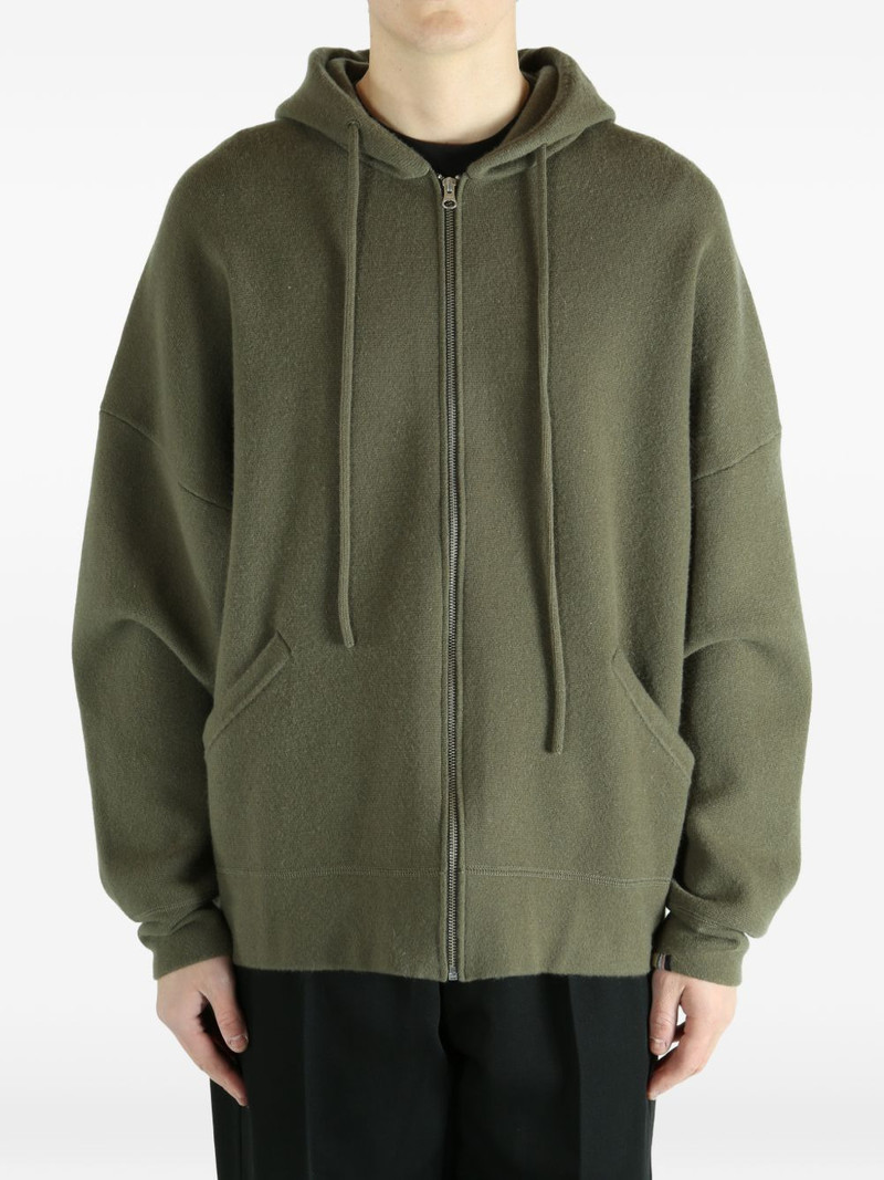 extreme cashmere zip-up knitted hoodie outlook