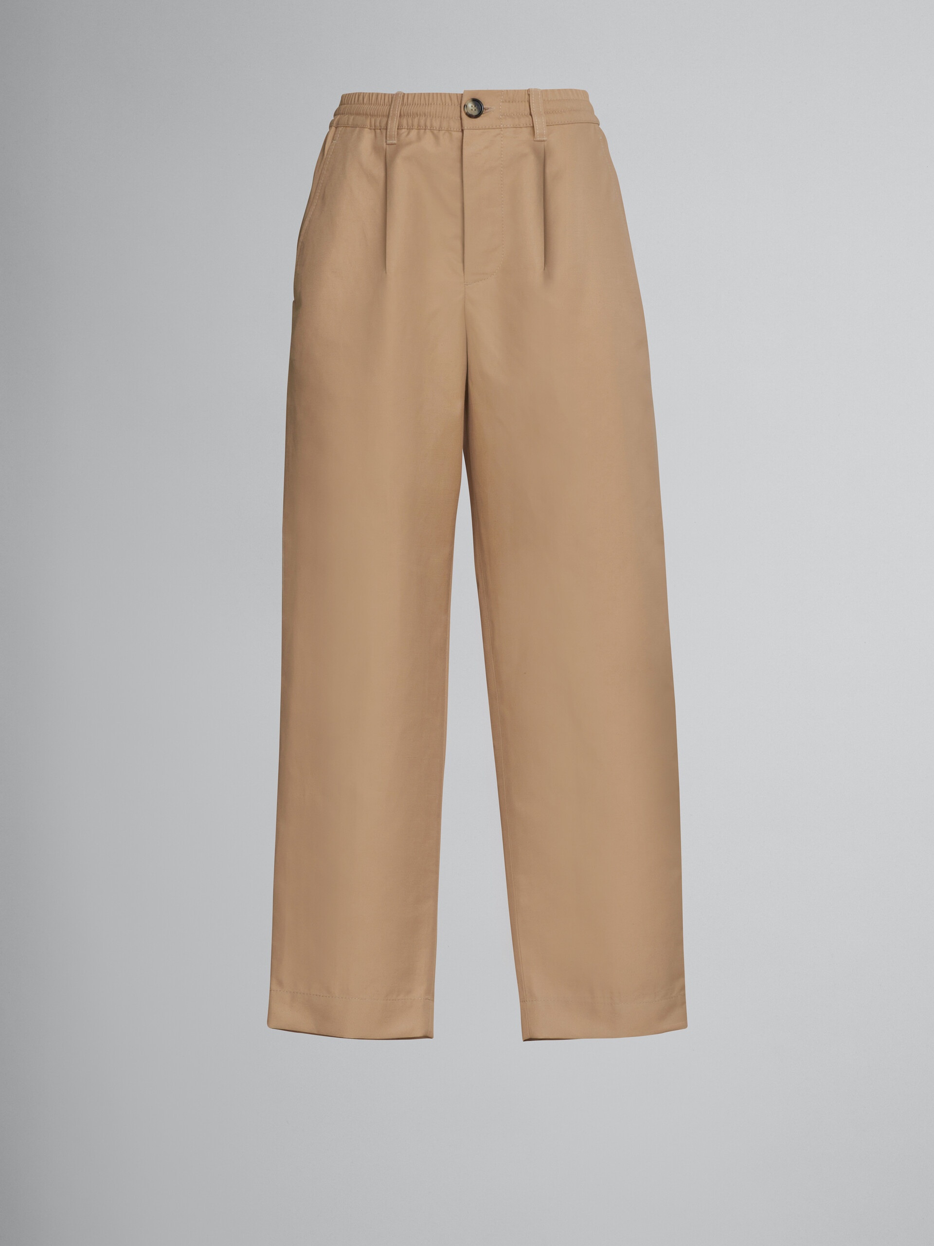 BEIGE TROUSERS IN TECHNICAL COTTON-LINEN - 1