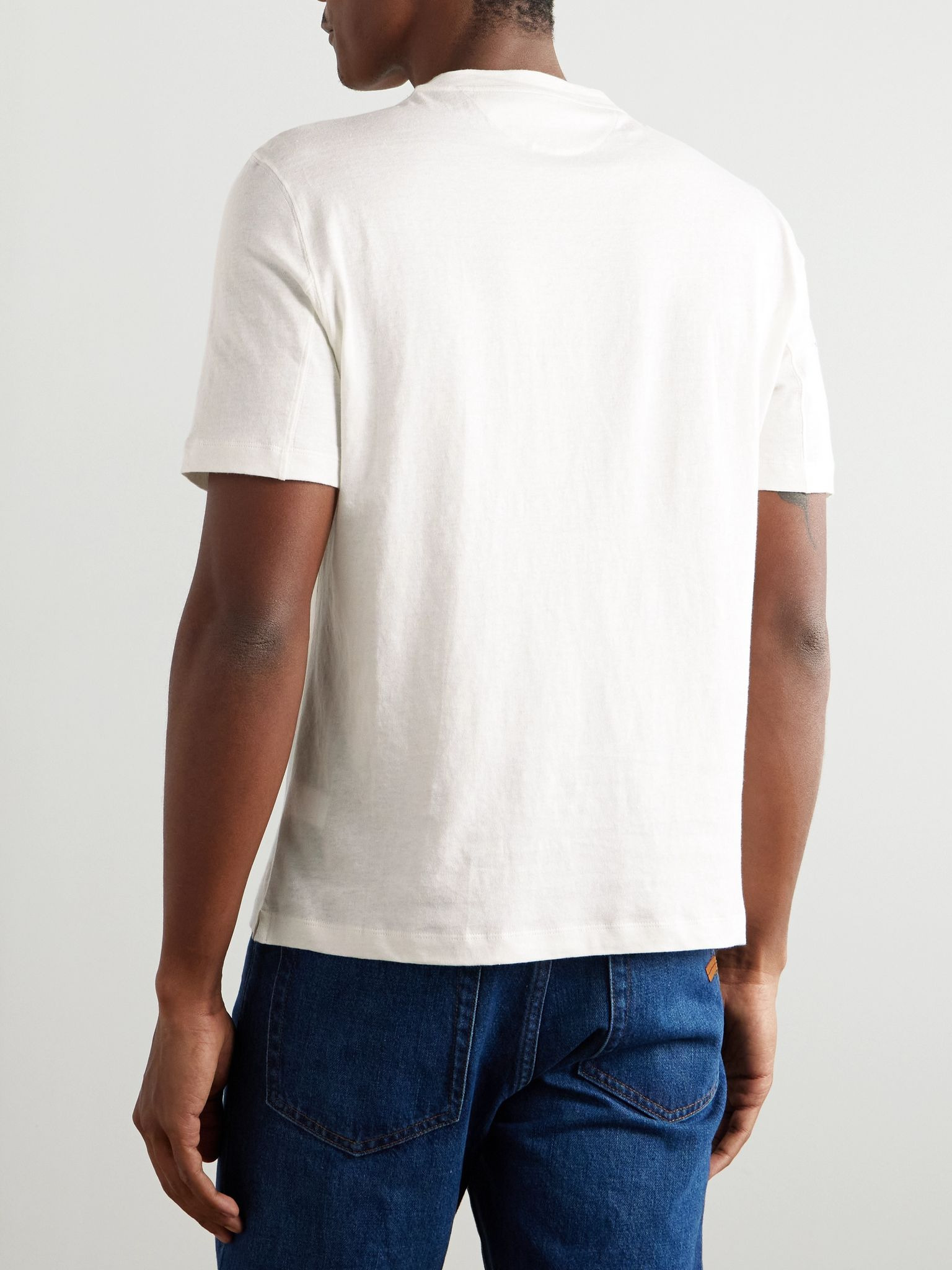 Linen and Cotton-Blend Jersey T-Shirt Neutral - 4