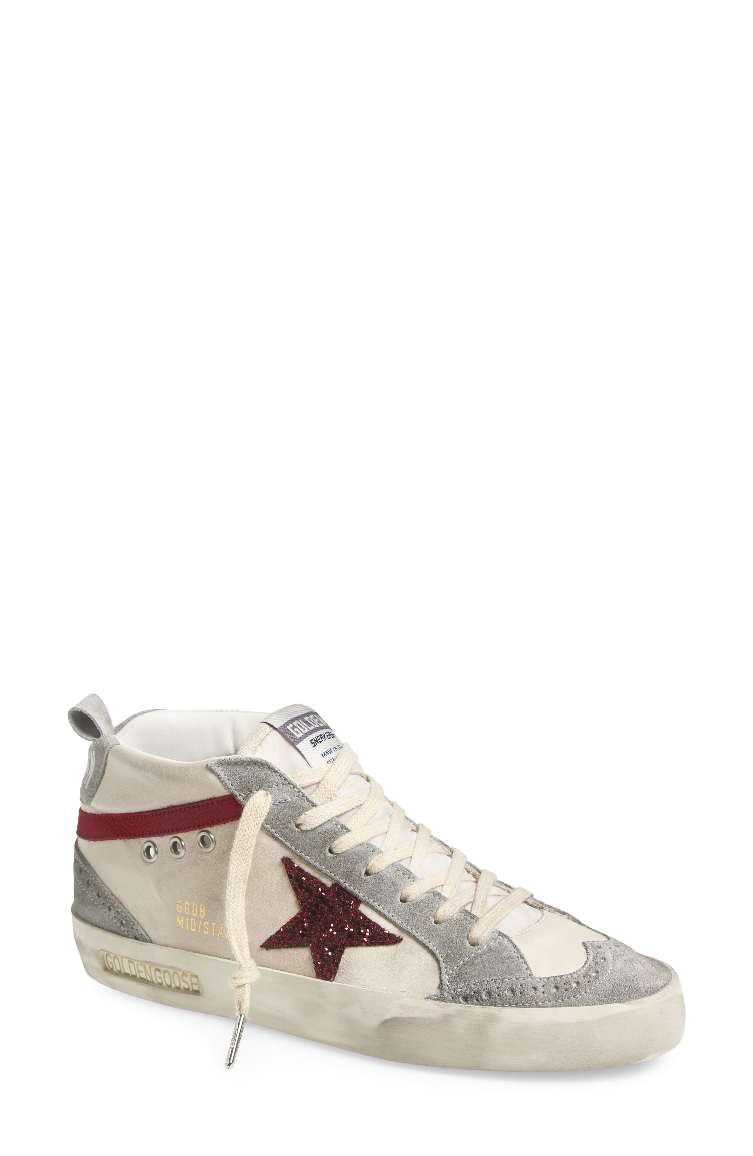Golden Goose Mid Star Sneaker in White/Grey/Bordeaux/Red at Nordstrom - 1