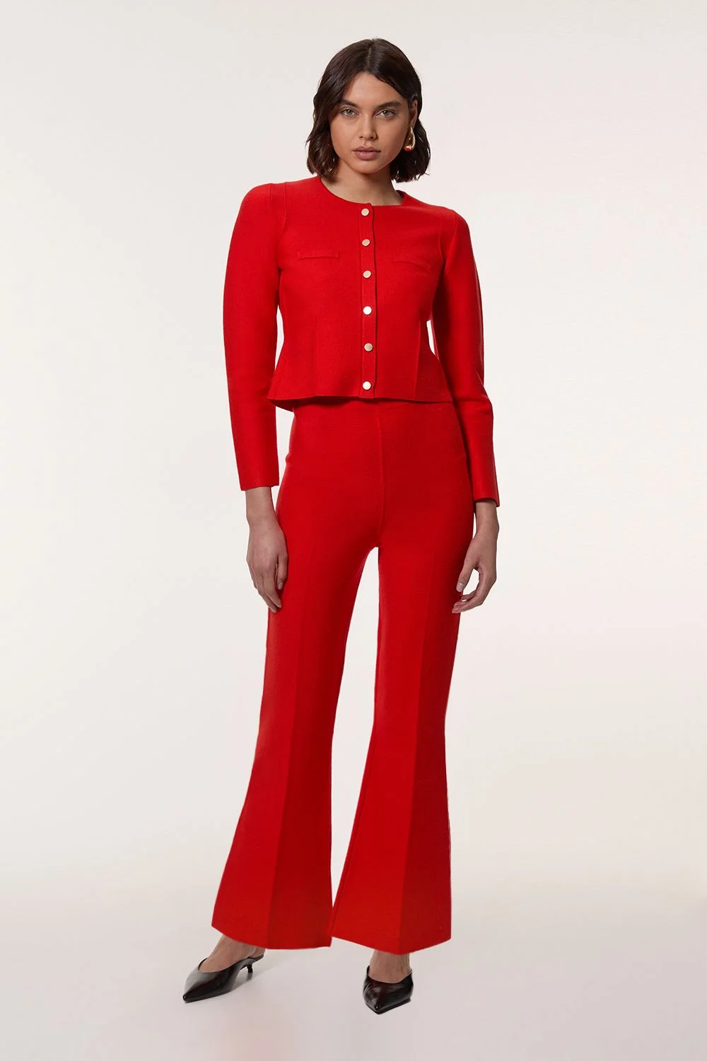 Flared Knitted Trousers - 1