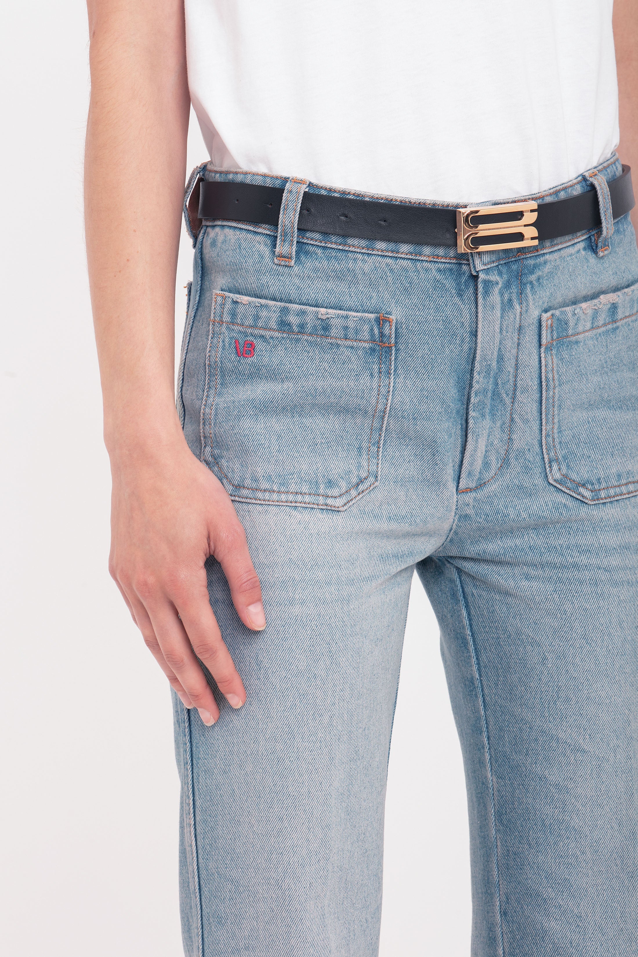 Cropped Kick Alina High Waisted Jean In Pale Blue Wash - 5
