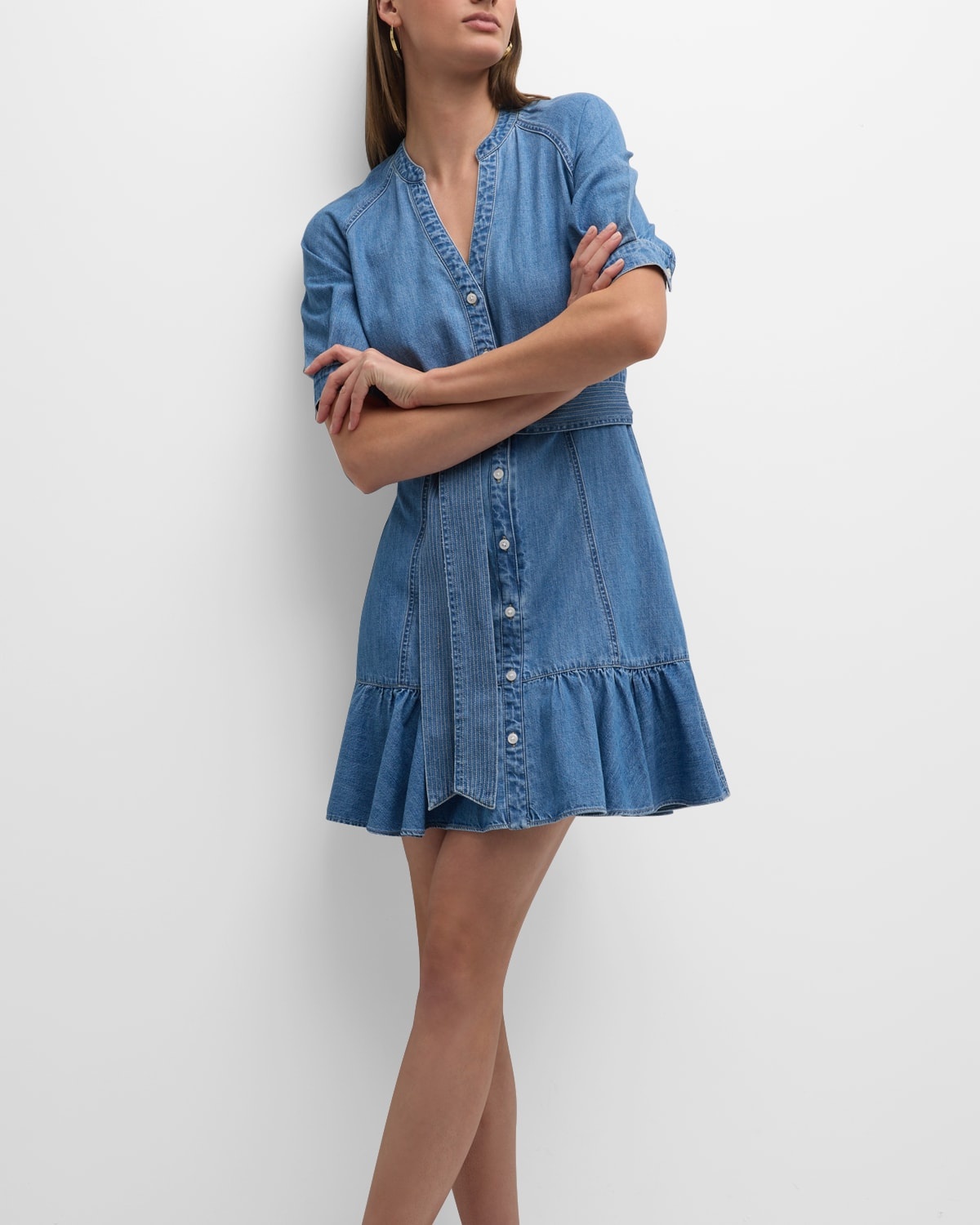 Kanika Short-Sleeve Denim Shirtdress - 7