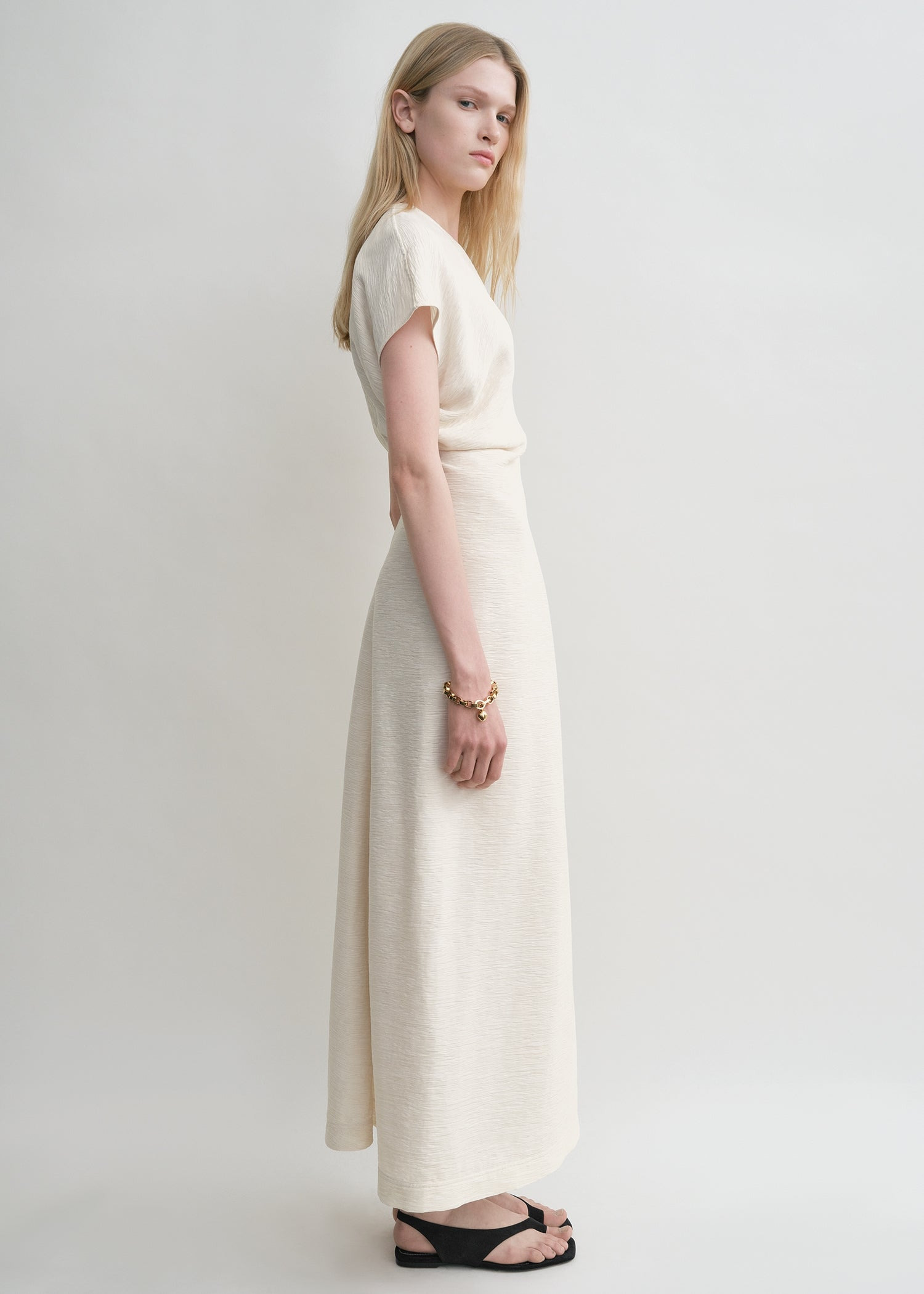 Slouch waist crinkled dress cream - 3