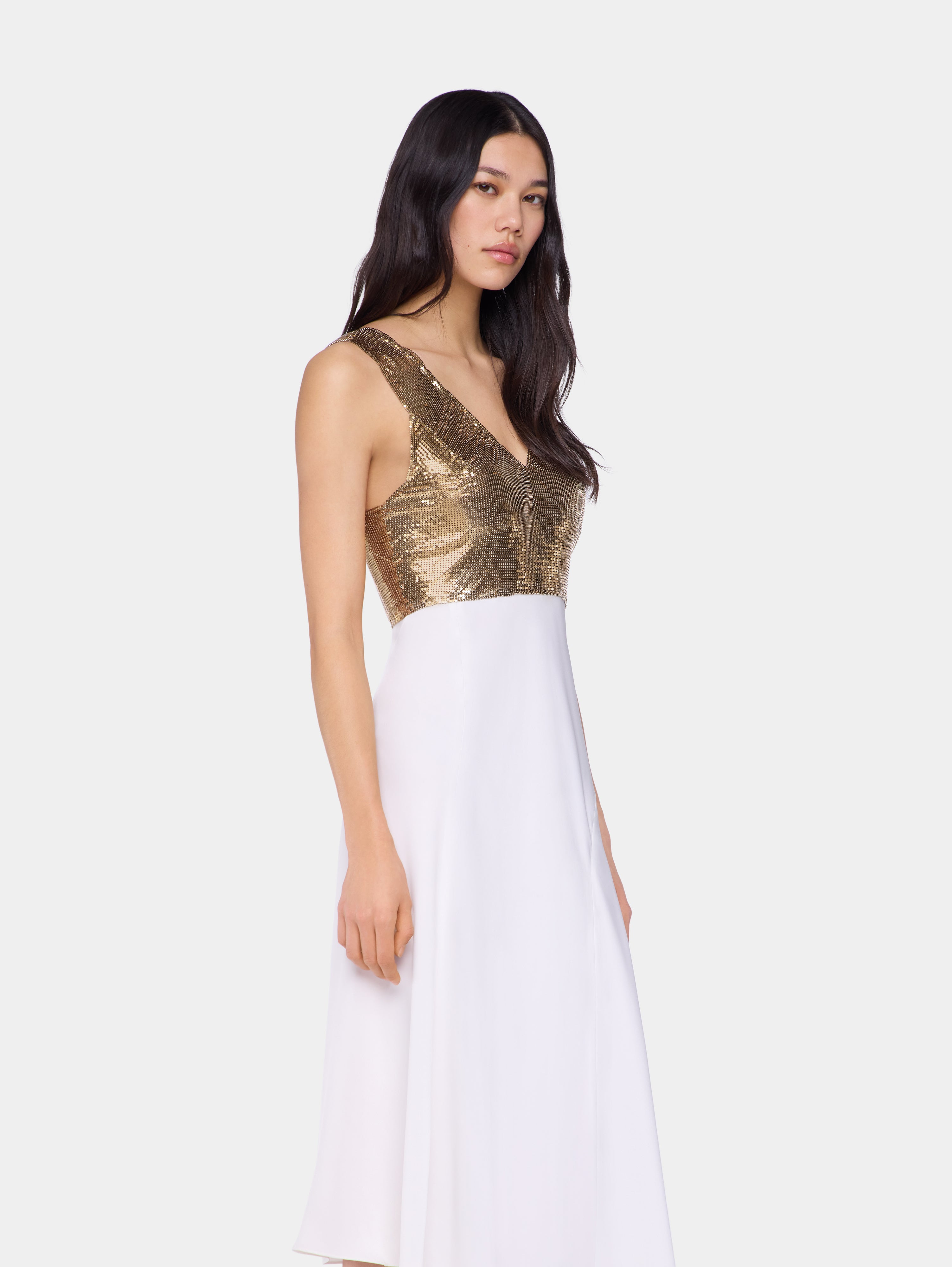 ASYMETRIC DRESS IN MESH AND SATIN - 2