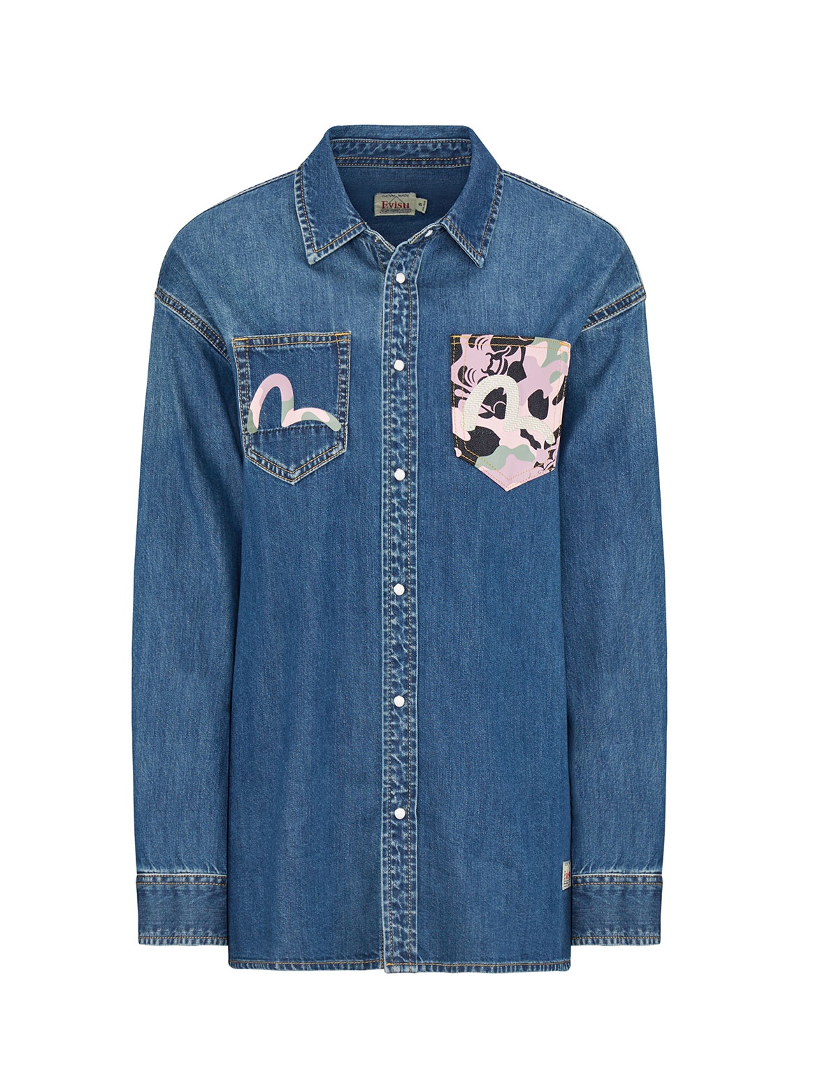 CAMOUFLAGE GODHEAD PRINTED BOYFRIEND DENIM SHIRT - 1