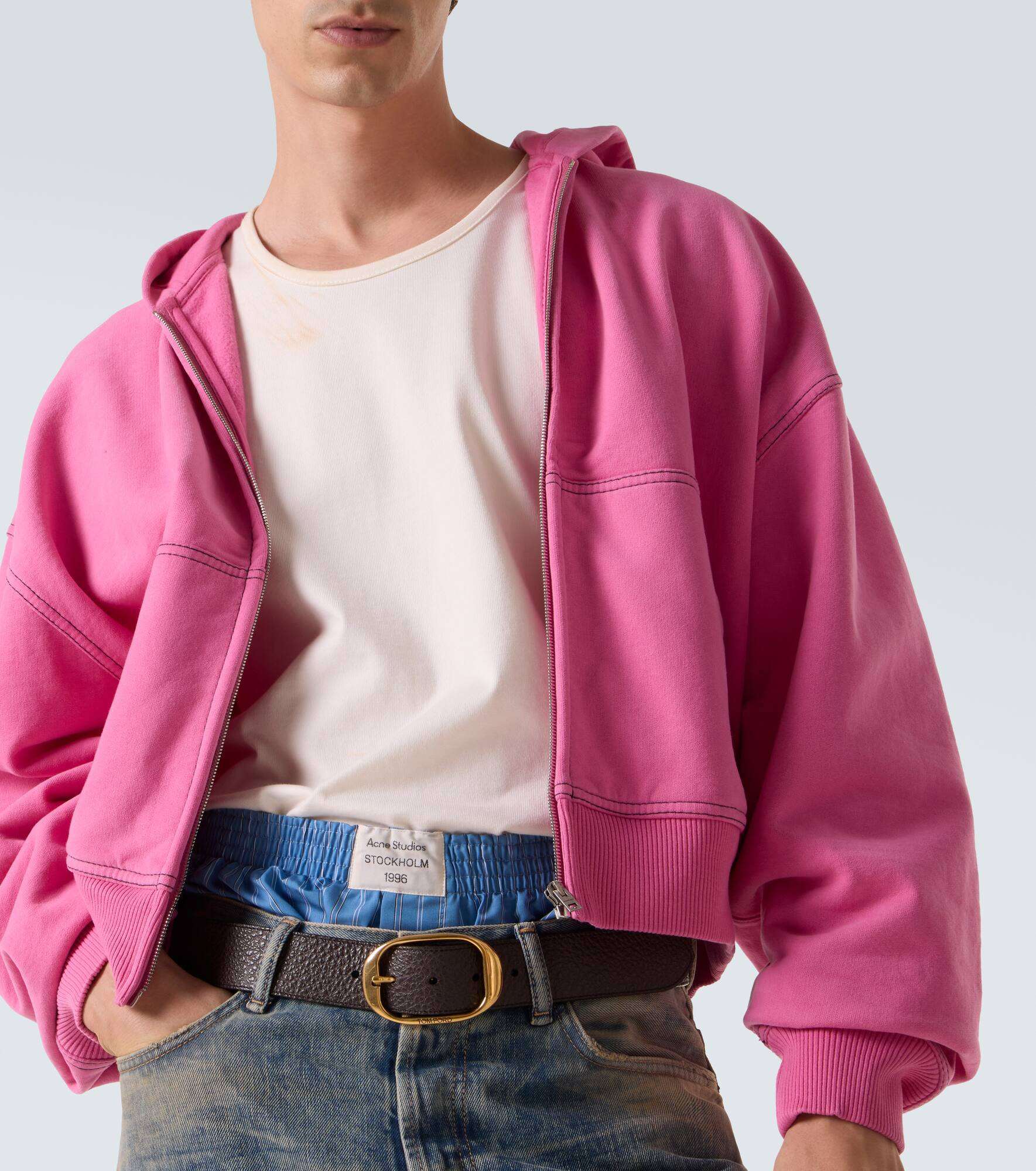 Embroidered cotton fleece zip-up hoodie - 5