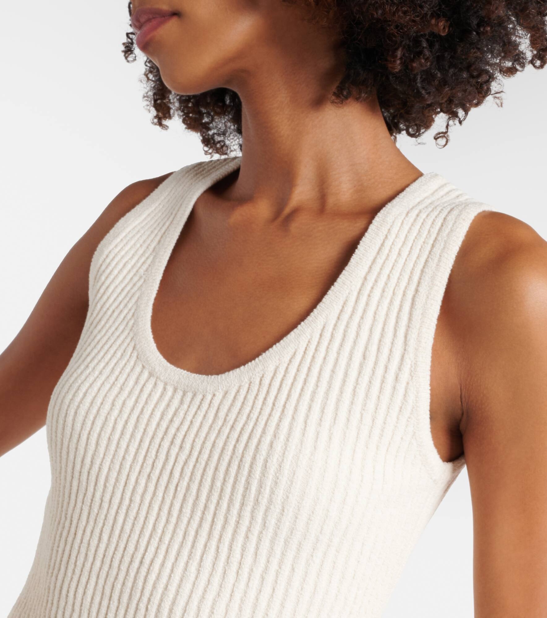 Ribbed-knit cotton-blend bouclé tank top - 4