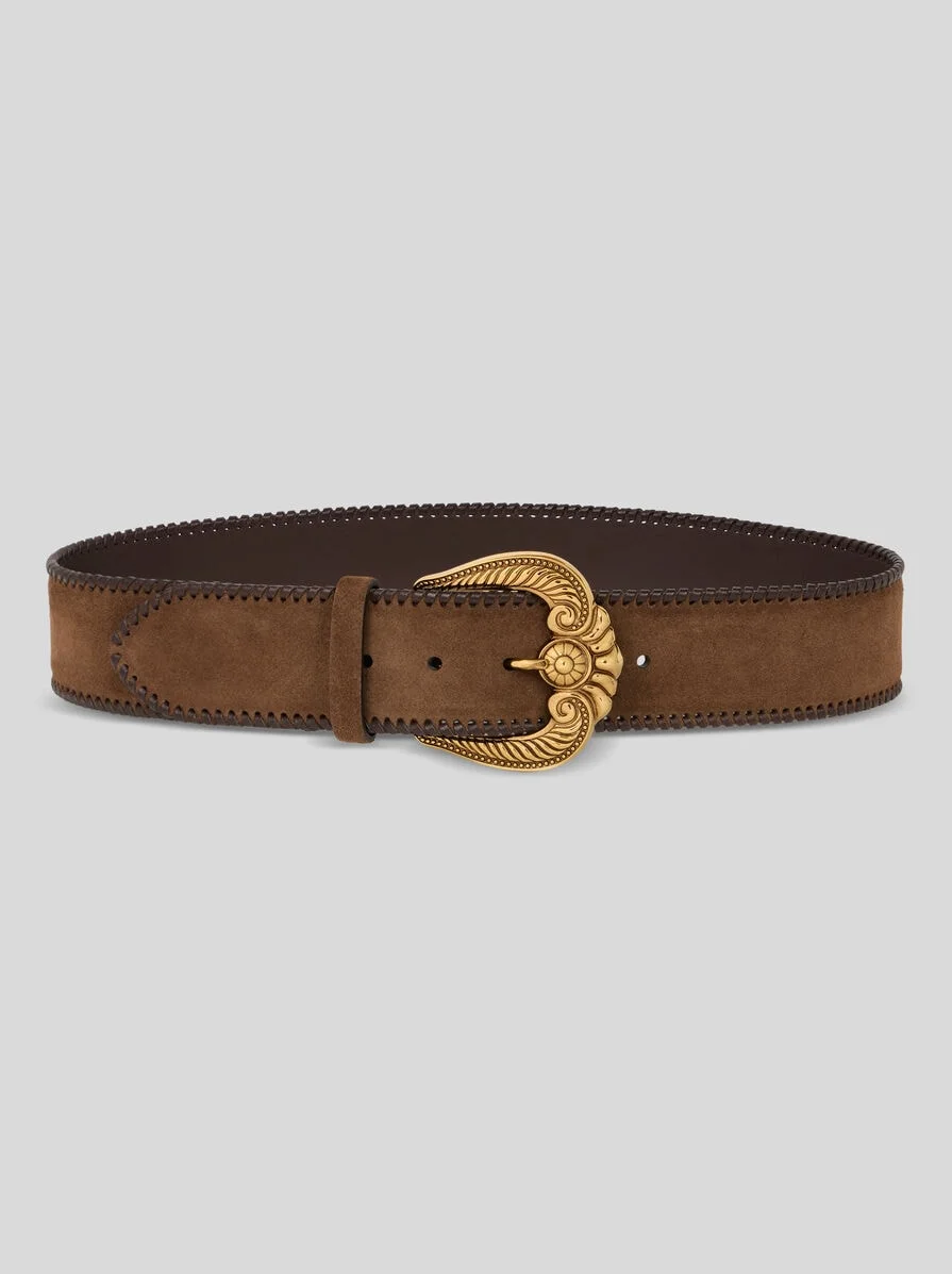 SUEDE BELT WITH PAISLEY BUCKLE - 1