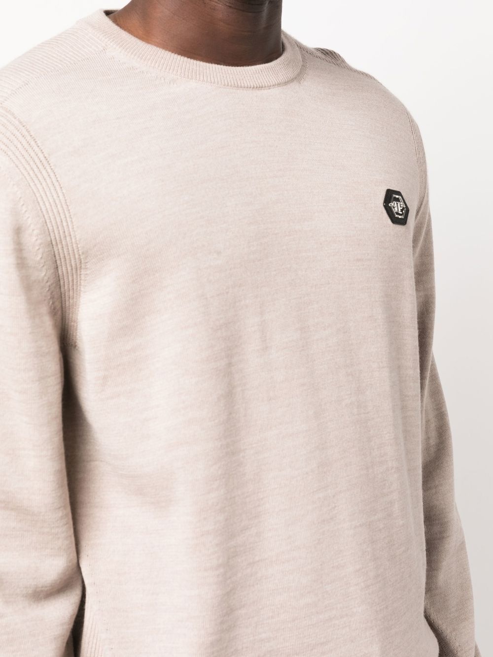 logo patch merino wool jumper - 5