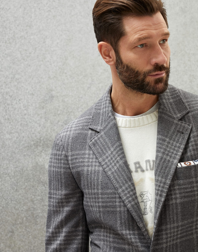 Frisé wool, silk and cashmere tartan deconstructed blazer 3