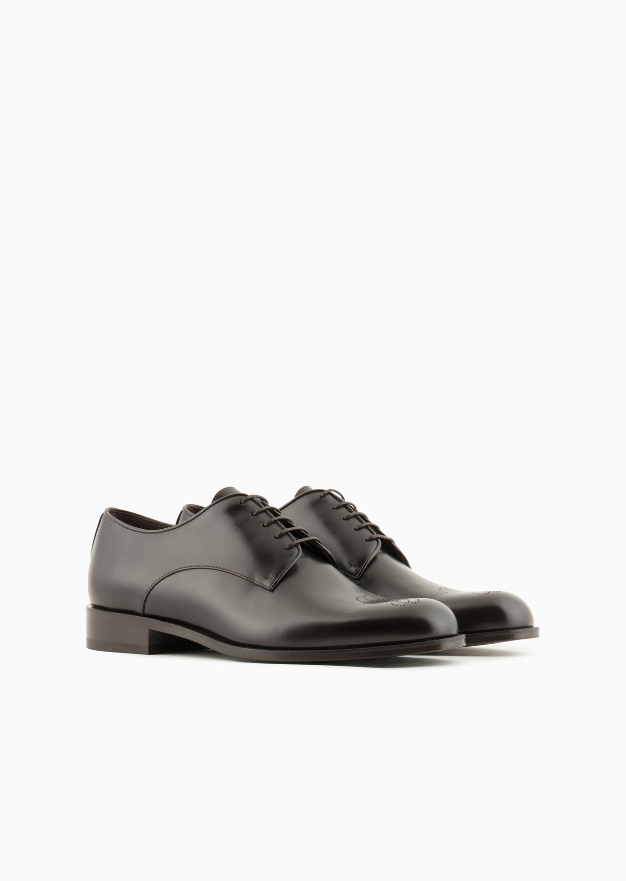 Leather Derby shoes with perforated logo - 2