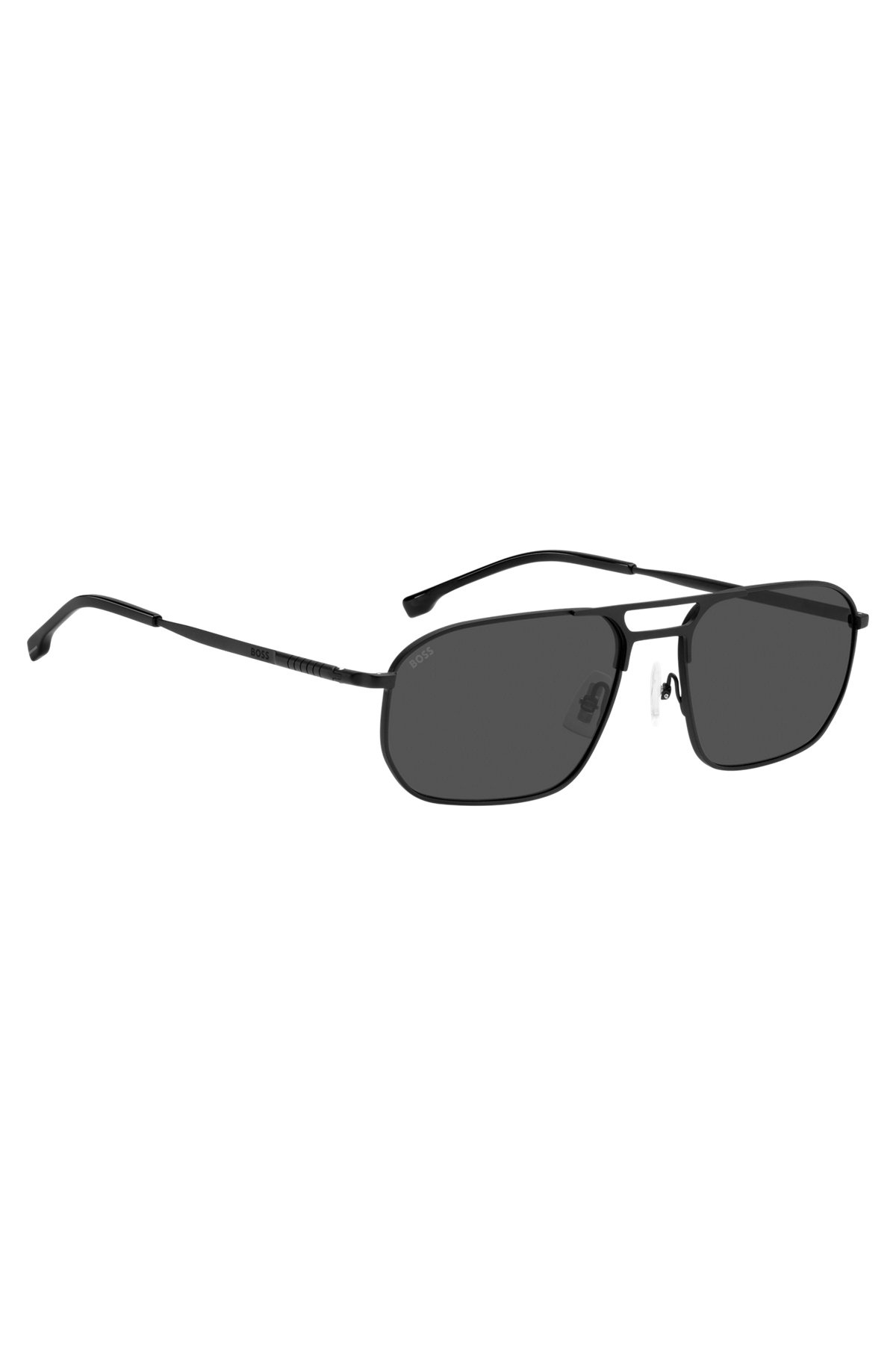 DOUBLE-BRIDGE SUNGLASSES IN BLACK STEEL WITH TUBULAR TEMPLES - 4