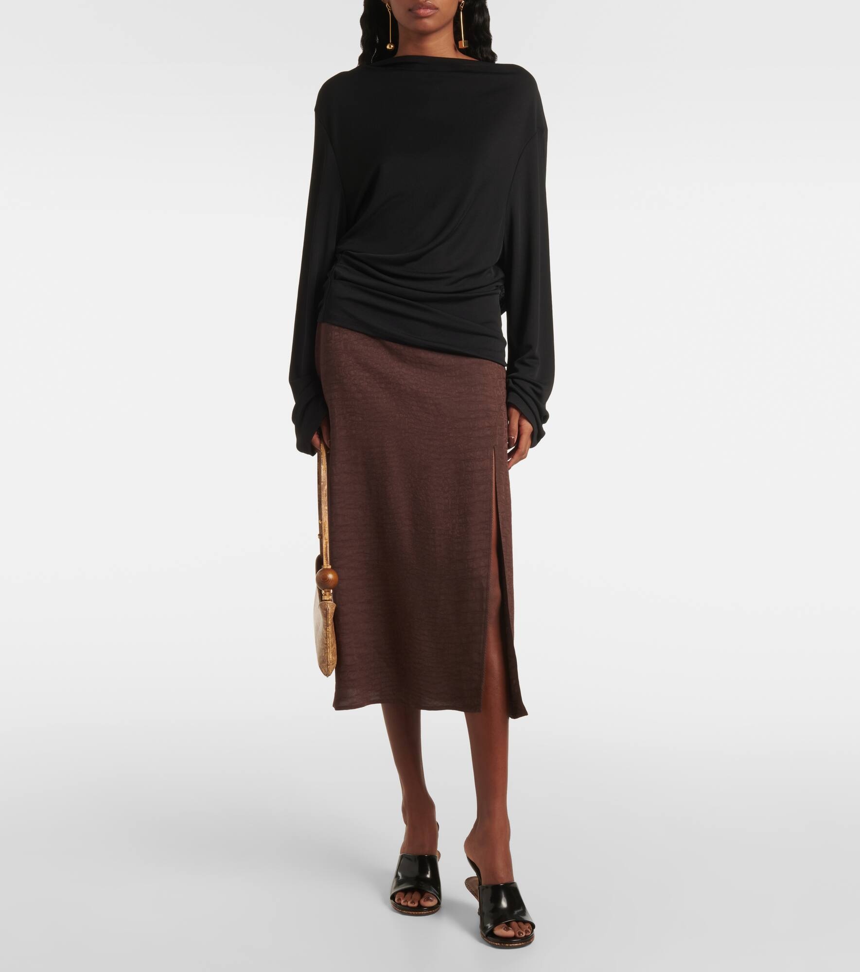 Croisière draped open-back crêpe jersey top - 2