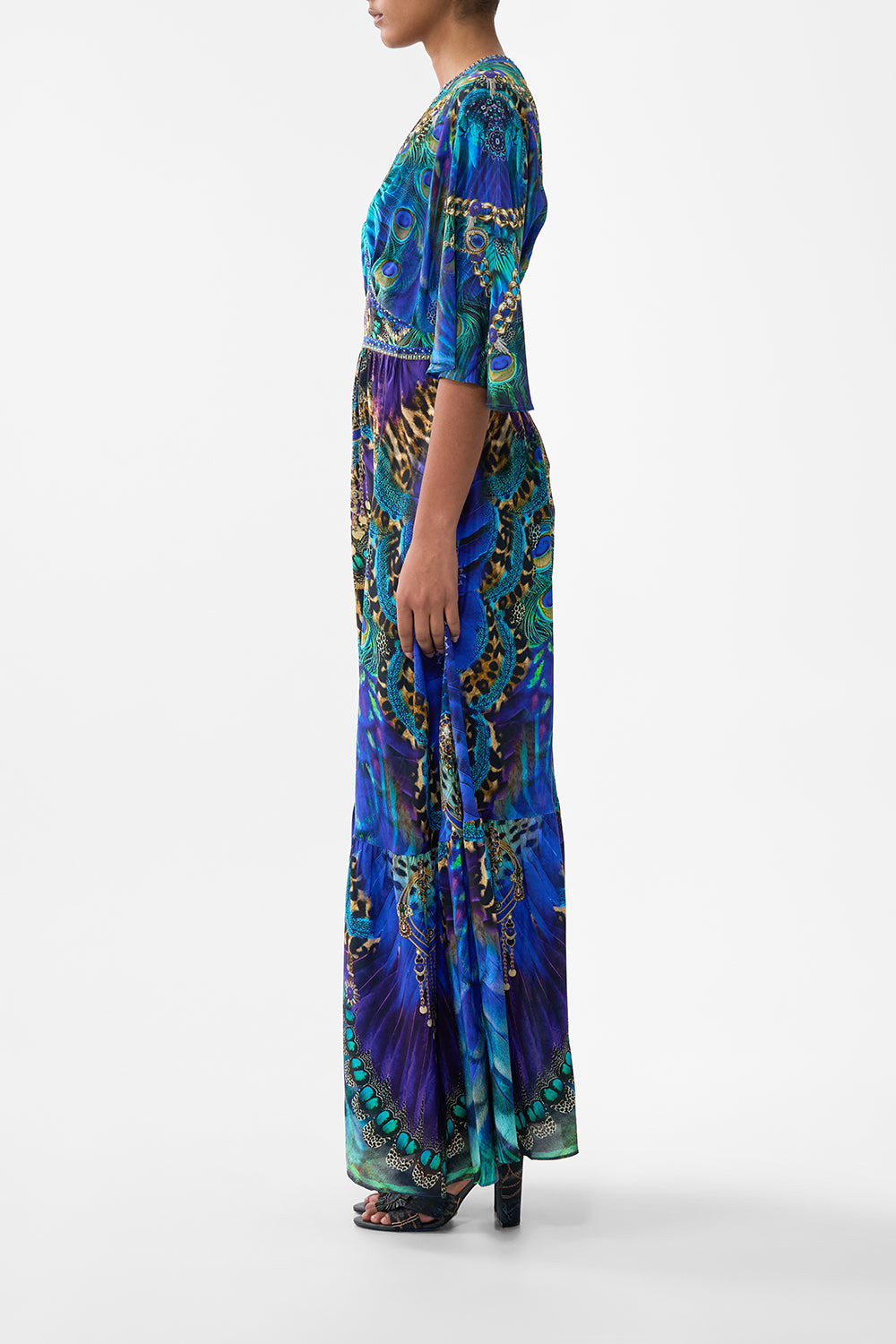 WAISTED DRESS WITH HEM RUFFLE - 4