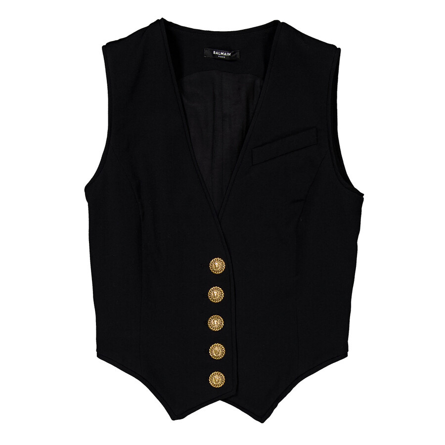 Balmain Black Virgin Wool Waistcoat - 5
