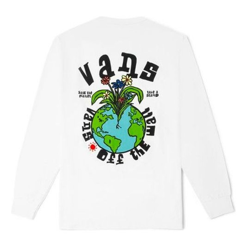 Vans Men's Vans Earth Pattern Printing Round Neck Long Sleeves White T-Shirt VN0A5E870VW outlook