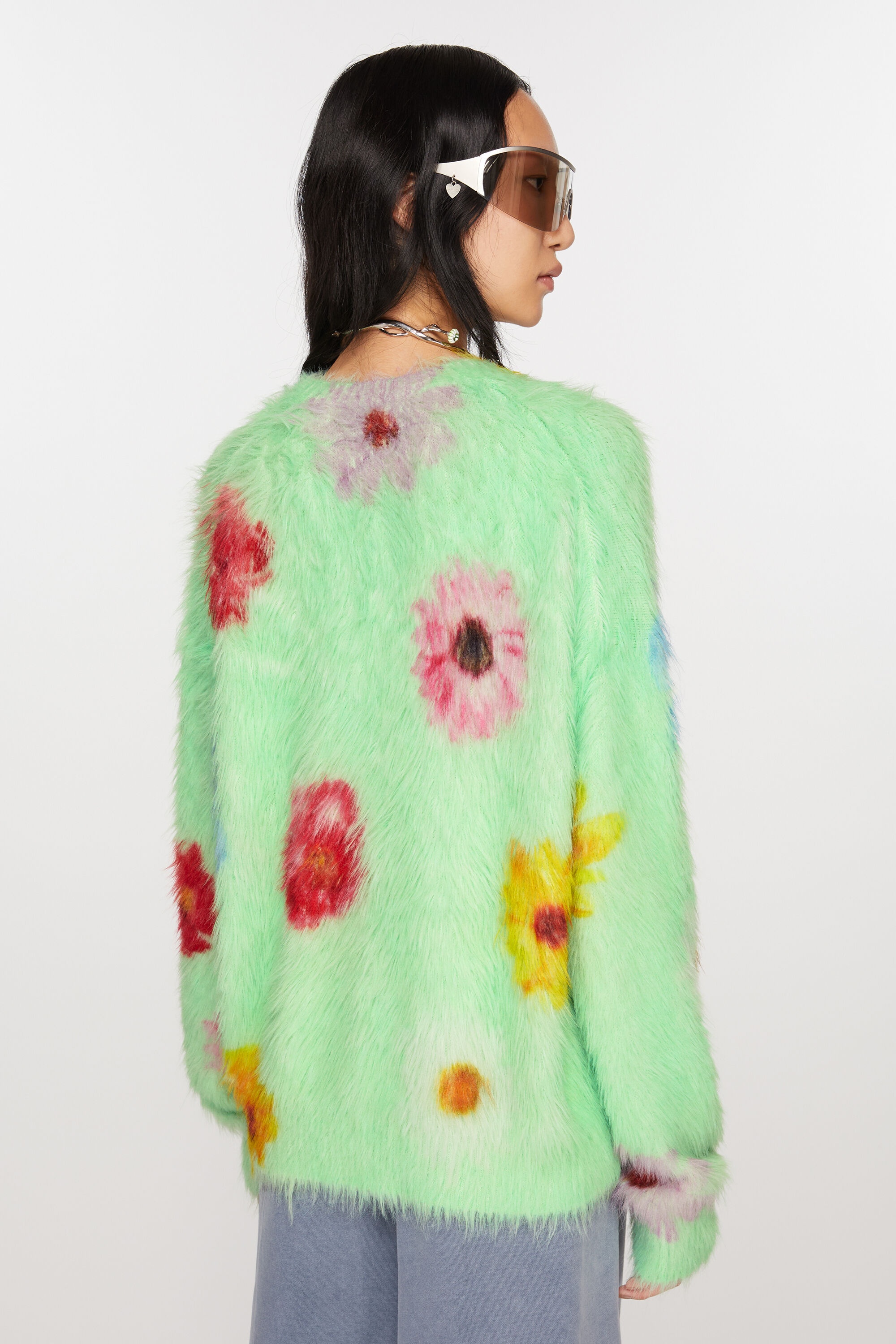 Printed fluffy jumper - Light green - 3