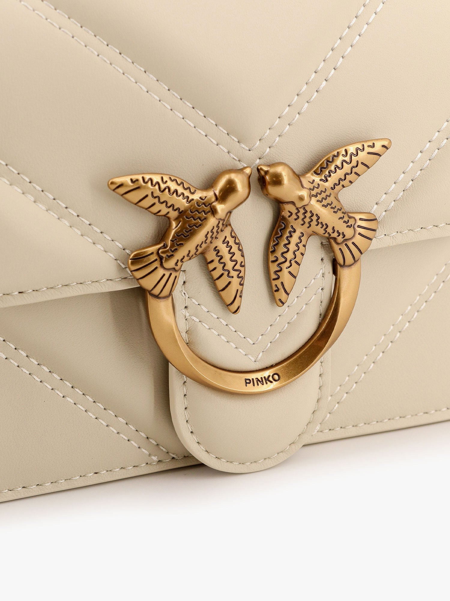 Pinko Matelassã© Leather Shoulder Bag With Love Birds Buckle - 5