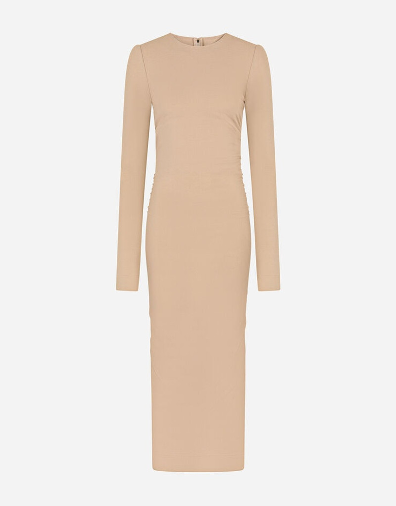 Jersey calf-length dress with draping 1