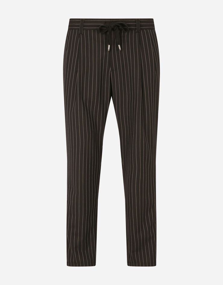 Pinstripe wool jogging pants - 3